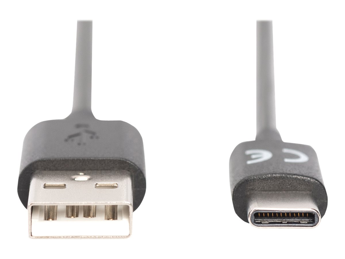 DIGITUS USB-C Anschlusskabel, USB-A - USB-CUSB 2.0 - 3 A - 1 m - unterstützt Stromversorgung - Schwarz