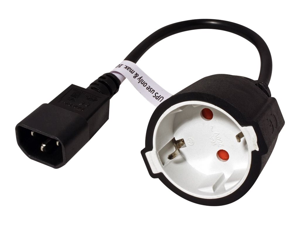 VALUE Spannungsversorgungs-VerlängerungskabelIEC 60320 C14 zu power CEE 7/7 - Wechselstrom 250 V - 10 A - 30 cm - Schwarz - Deutschland