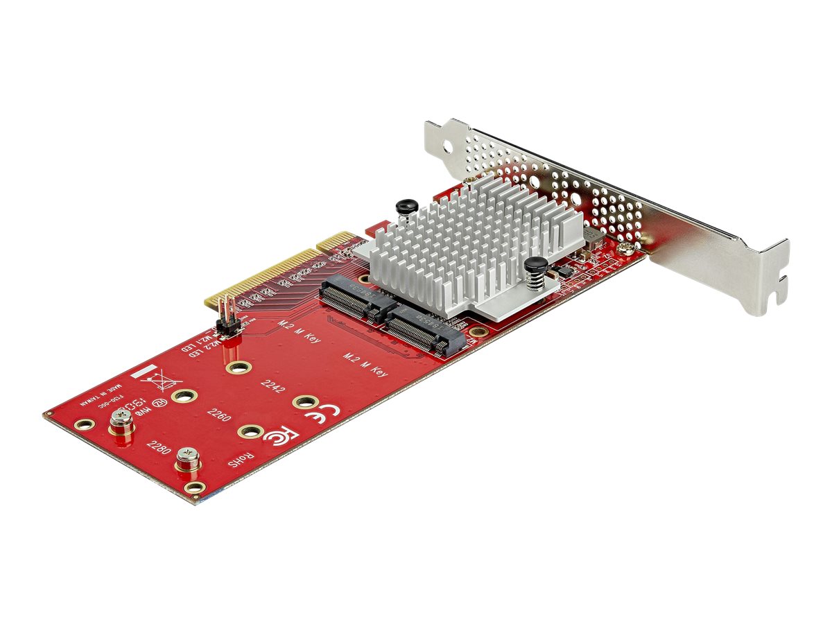 StarTech.com Dual M.2 PCIe SSD Adapter Karte - x8 / x16 Dual NVMe oder AHCI M.2 SSD zu PCI Express 3.0 - M.2 NGFF PCIe (M-Key)kompatibel - Unterstützt 2242 - 2260 - 2280 - JBOD - Mac & PC (PEX8M2E2) -