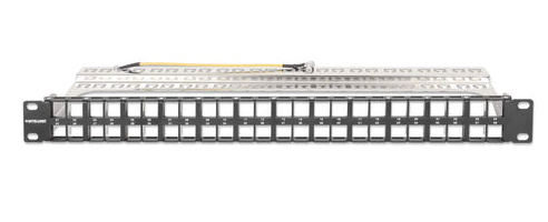 Intellinet Leeres Keystone-Patchpanel - Rack montierbar - abgeschirmt - Schwarz - 1U - 48.3 cm (19")48 Ports