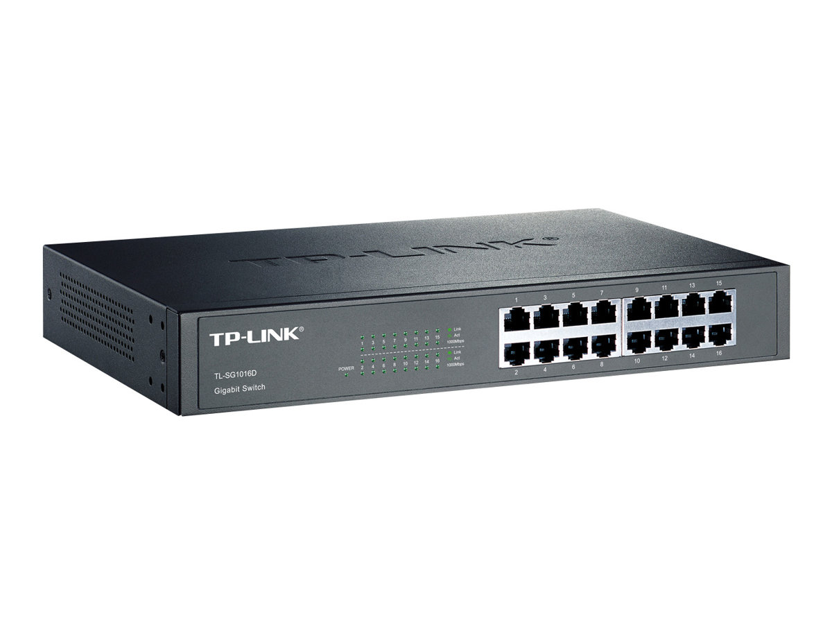 TP-LINK TL-SG1016D 16-Port Gigabit Switch - Switchunmanaged - 16 x 10/100/1000 - Desktop