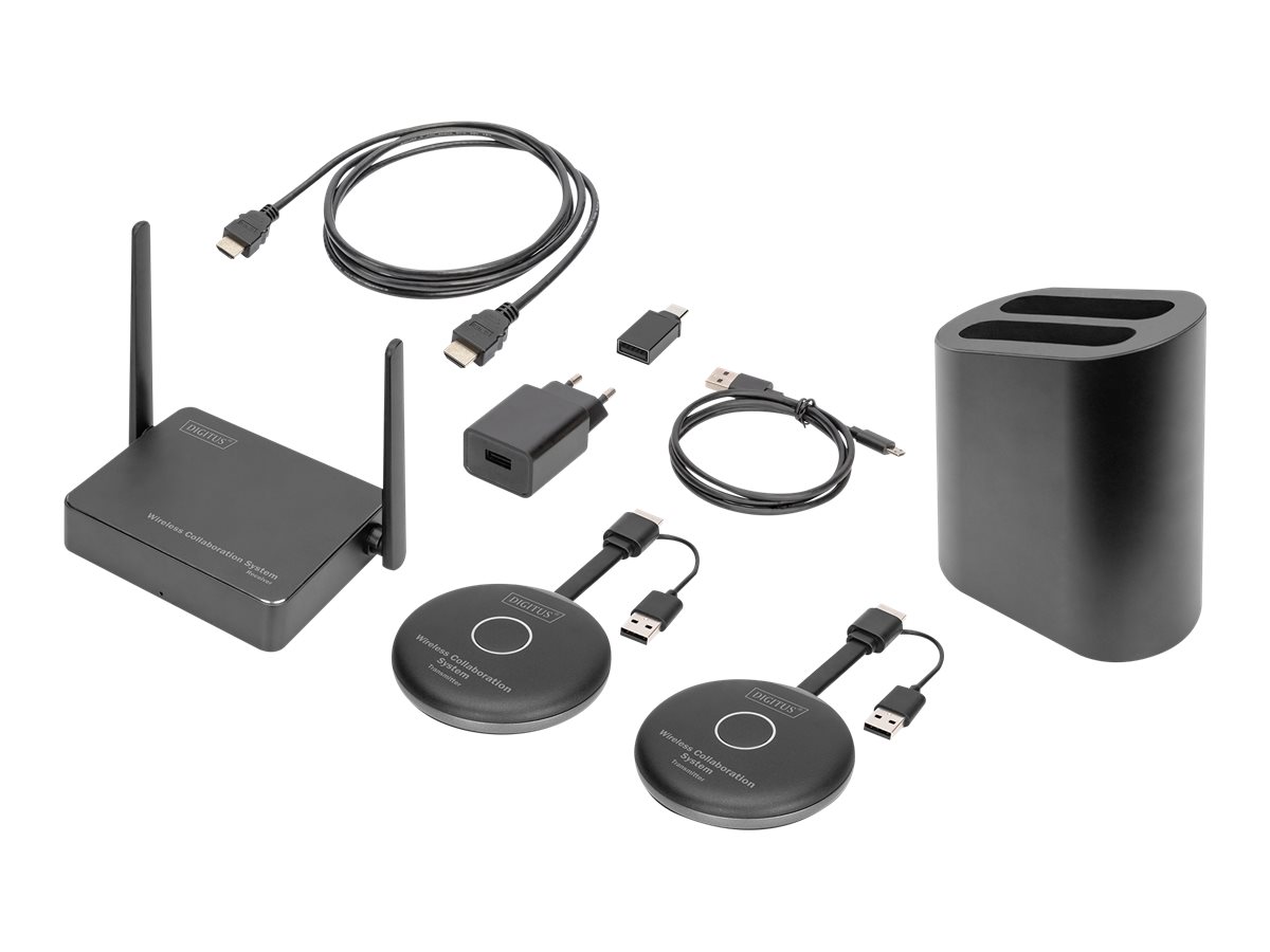 DIGITUS Click & Present Pro - Wireless Collaboration System+ 1 Receiver - Wireless Video-/Audio-Erweiterung - 802.11a - 802.11b/g/n - Wi-Fi 5 - bis zu 50 m