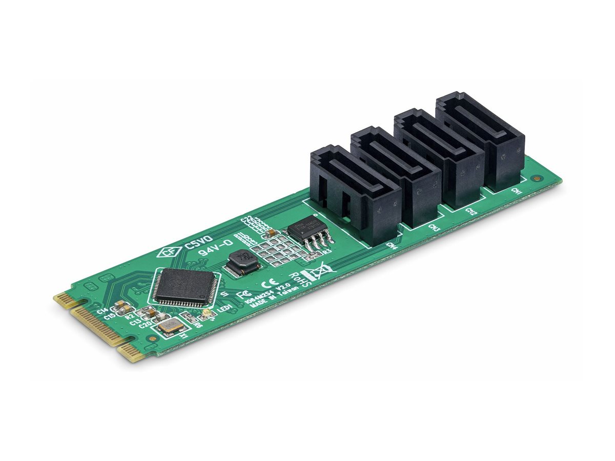 StarTech.com 4-Port M.2 to SATA Adapter CardM.2 PCIe 3.0 to SATA HDD/SSD Expansion Card - ASM1064 Chipset - M.2 NVMe to 4x HDD/SSD for Windows/macOS/Linux - Schnittstellenadapter - SATA - M.2 Card - g