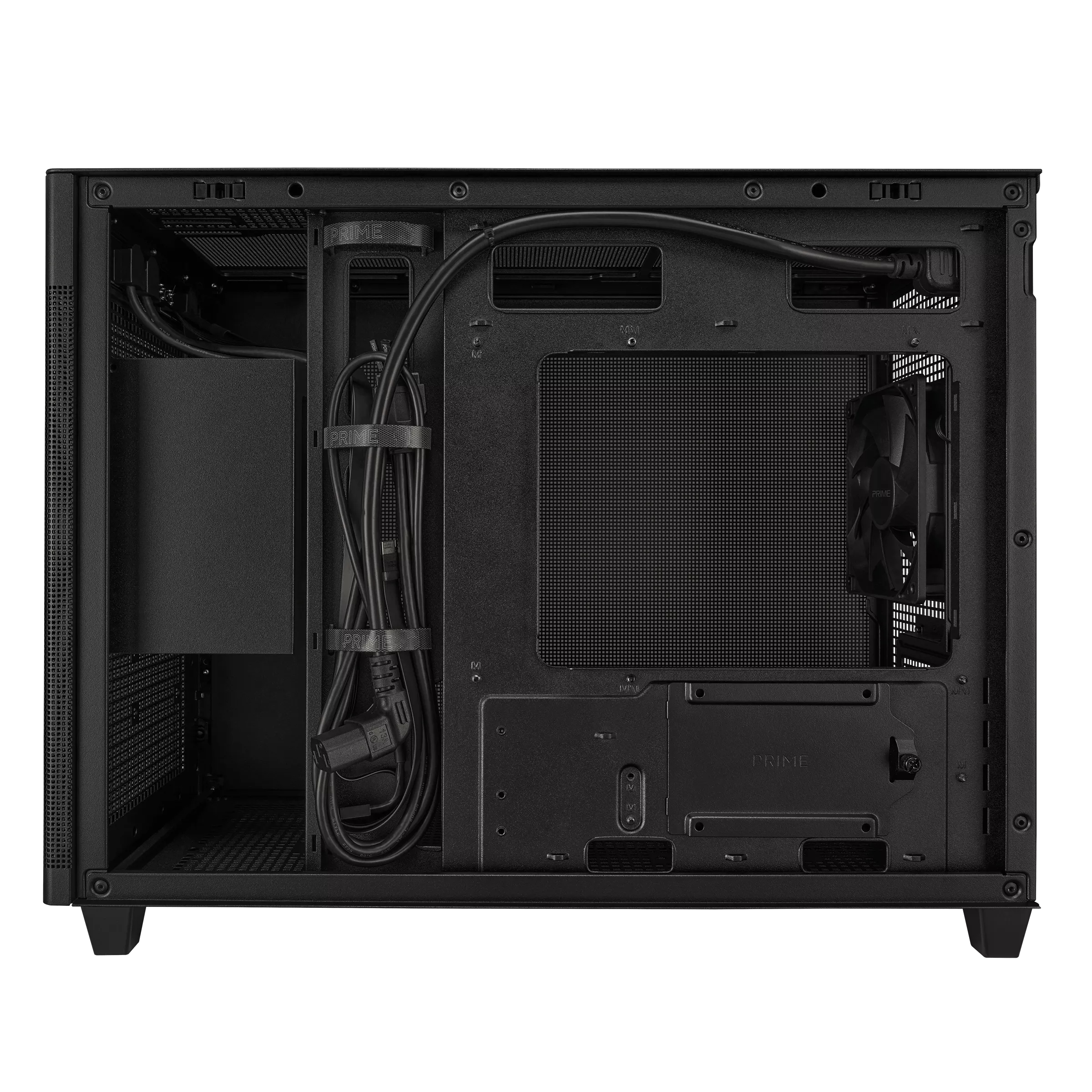ASUS Prime AP201 - Kleiner Turm - micro ATX - Seitenteil mit Fenster (gehärtetes Glas)keine Spannungsversorgung - Schwarz - USB/Audio