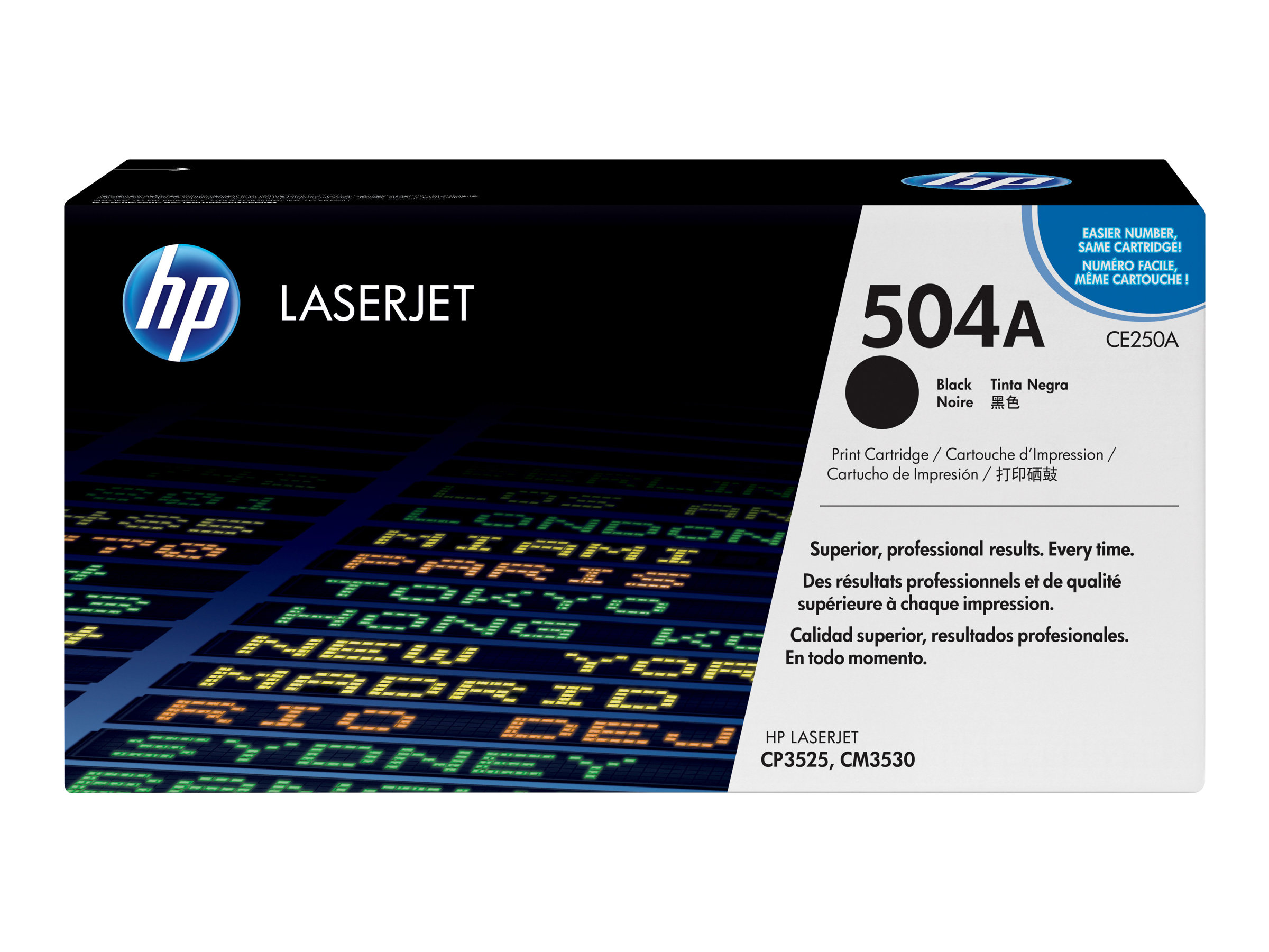 HP 504A - Schwarz - original - LaserJet - Tonerpatrone (CE250A)für Color LaserJet CM3530 MFP - CM3530fs MFP - CP3525 - CP3525dn - CP3525n - CP3525x