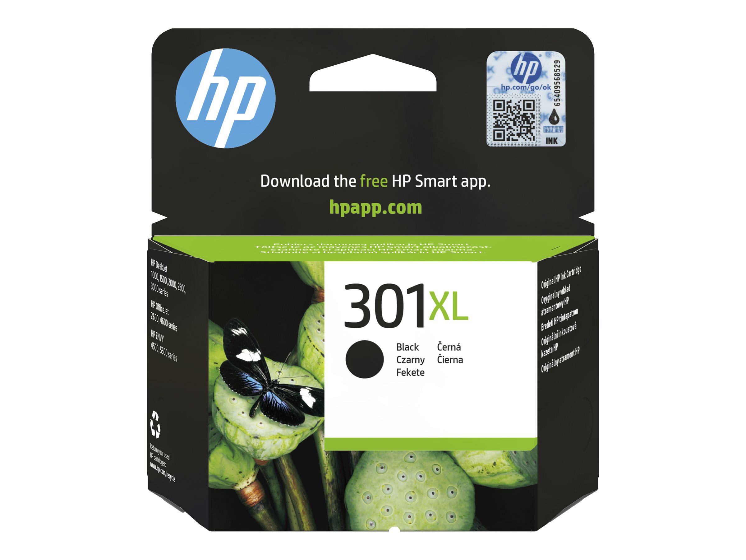 HP 301XL - 8 ml - Hohe Ergiebigkeit - Schwarzoriginal - Tintenpatrone - für HP DeskJet 1000 - 1010 - 1050 AiO - 1050A AiO - 1510 AiO - 2000 - 2050 AiO - 2050A AiO - 2510 AiO - 2540 AiO - 3000 - 3050 A