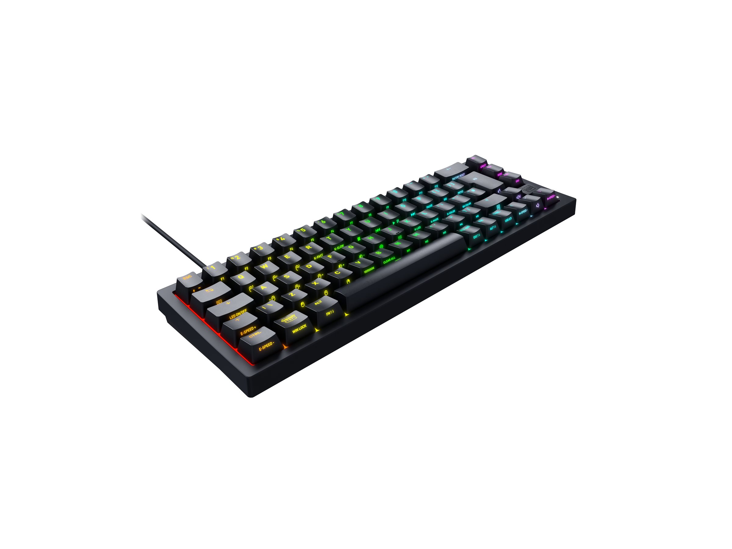 Xtrfy CHERRY XTRFY K5V2 - Tastatur - 65% - compact - hintergrundbeleuchtet - QWERTY - USA - Tastenschalter: CHERRY MX2A Red (austauschbar im laufenden Betrieb)Schwarz