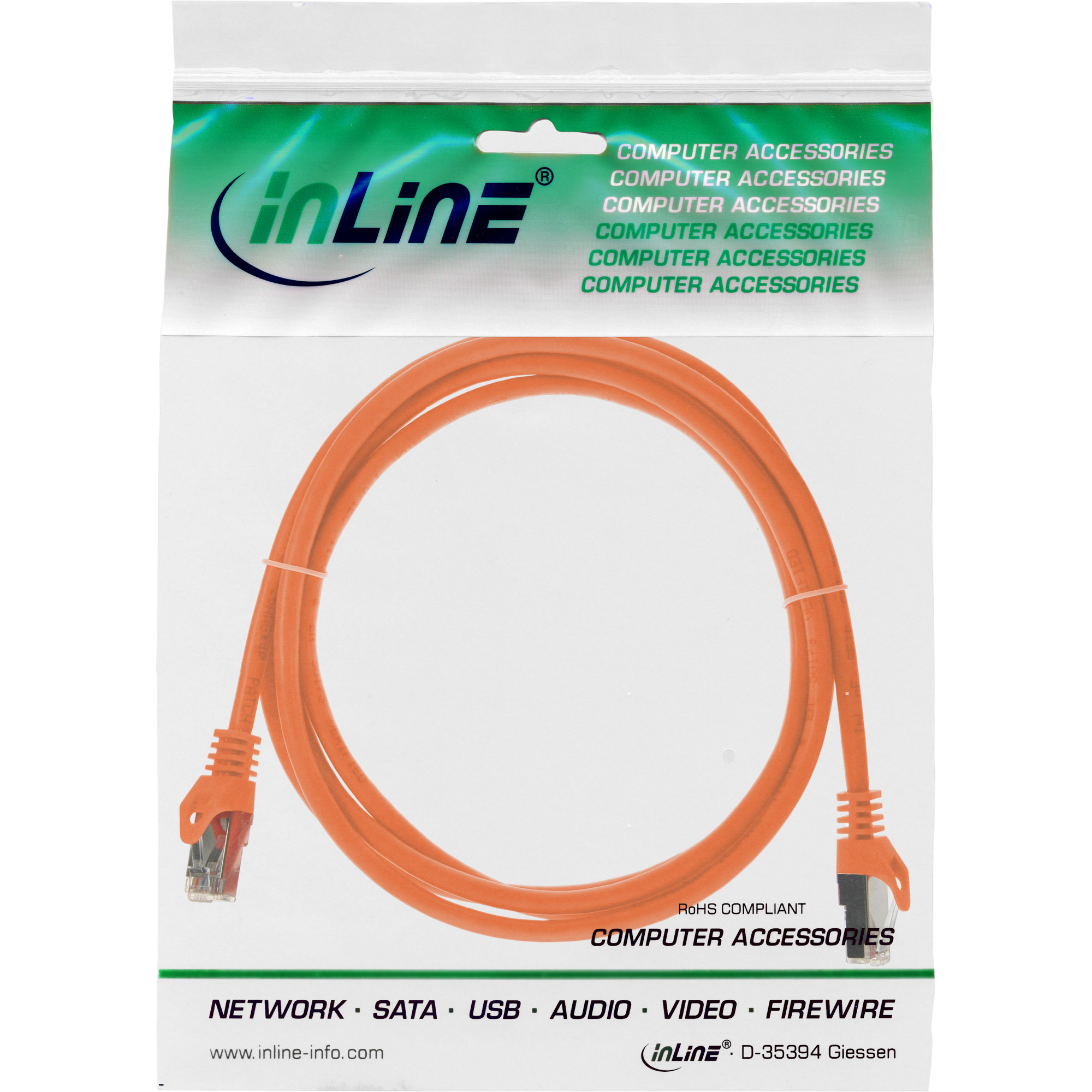 InLine Patchkabel - SF/UTP - Cat.5e - orange - 3m3 m - SFTP - CAT 5e - geformt - orange