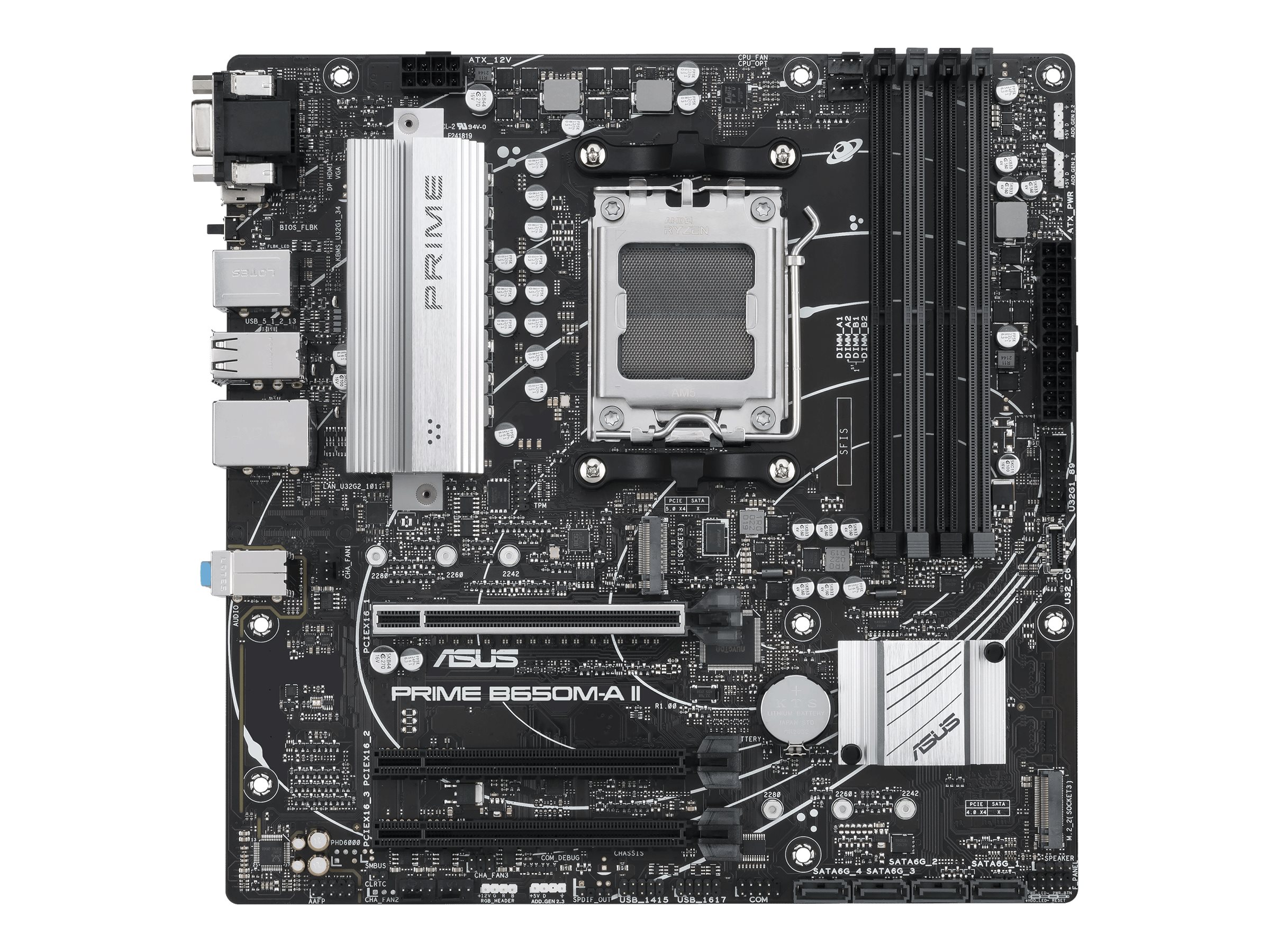 ASUS PRIME B650M-A II-CSM - Motherboard - micro ATX - Socket AM5 - AMD B650 Chipsatz - USB 3.2 Gen 2, USB 3.2 Gen 1, USB-C 3.2 Gen 1 - 2.5 Gigabit LAN - Onboard-Grafik (CPU erforderlich)HD Audio (8-Ka