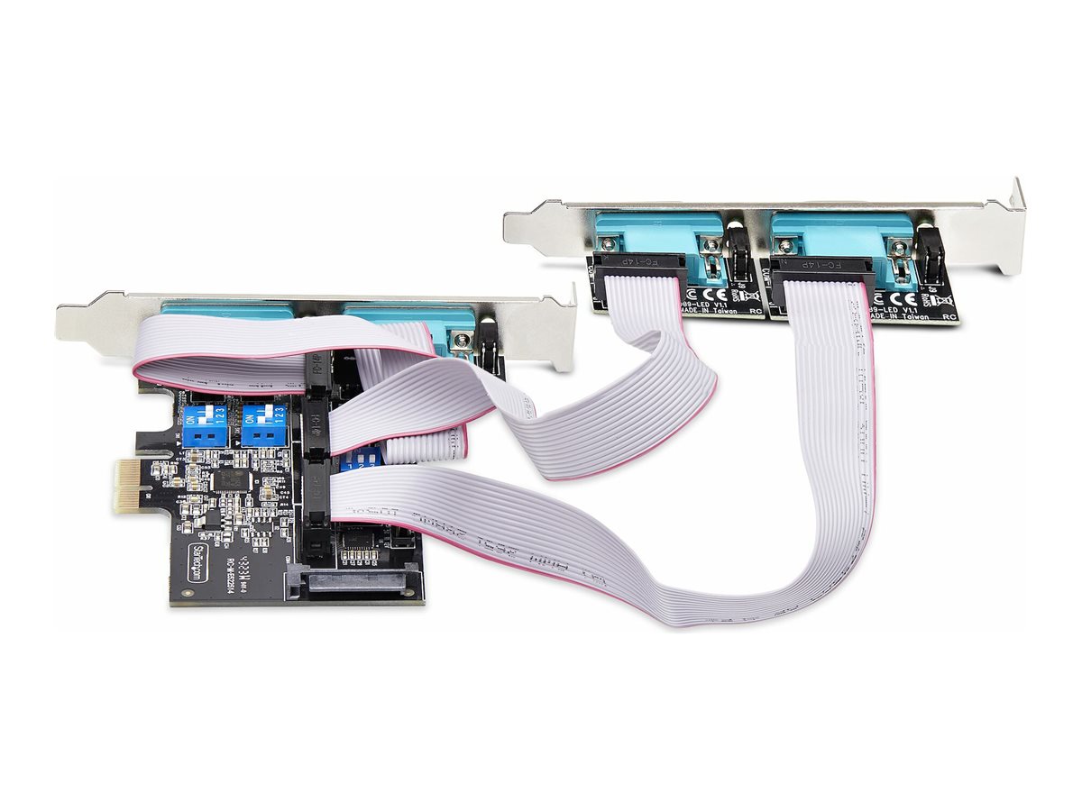 StarTech.com Startech 4-Port Serielle PCIe Karte, RS232/RS422/RS485Serielle Karte - Serieller Adapter - PCI Express x1 Low-Profile - RS-232 x 4 - Schwarz - TAA-konform