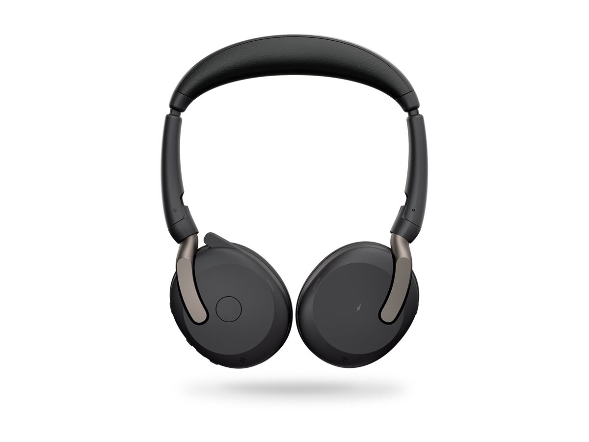 Jabra Evolve2 65 Flex UC Stereo - Headset - On-EarBluetooth - kabellos - aktive Rauschunterdrückung - USB-A - Schwarz - Optimiert für UC