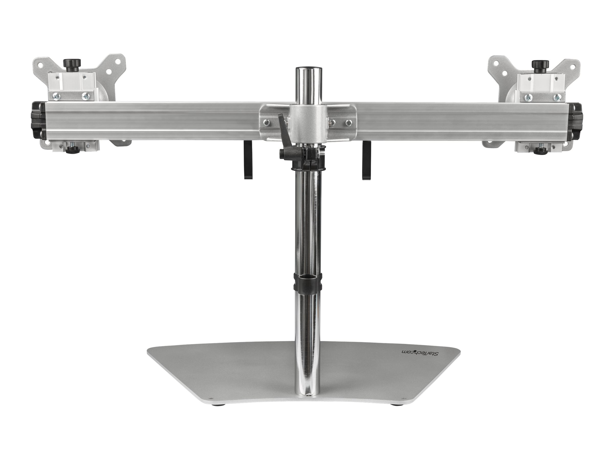 StarTech.com Doppelmonitorhalterung - Ergonomische, freistehende Doppelmonitor-Tischhalterung für zwei 24" Bildschirme(je 8kg) mit VESA-Montage - Synchronisierte Höhenverstellung - Silber (ARMDUOSS)Au