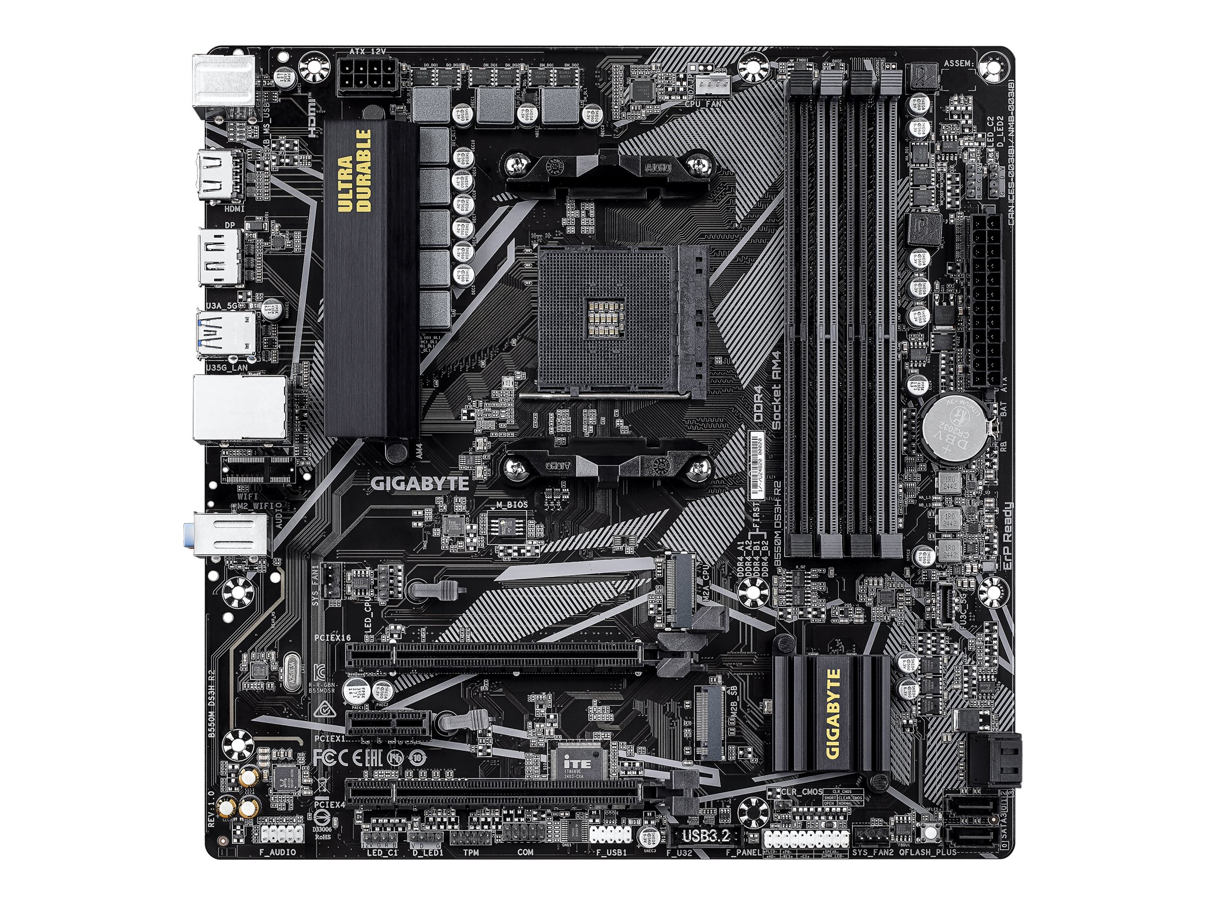 Gigabyte B550M DS3H R2 - Motherboard - micro ATX - Socket AM4 - AMD B550 Chipsatz - USB 3.2 Gen 1 - Gigabit LAN - Onboard-Grafik (CPU erforderlich)HD Audio (8-Kanal)