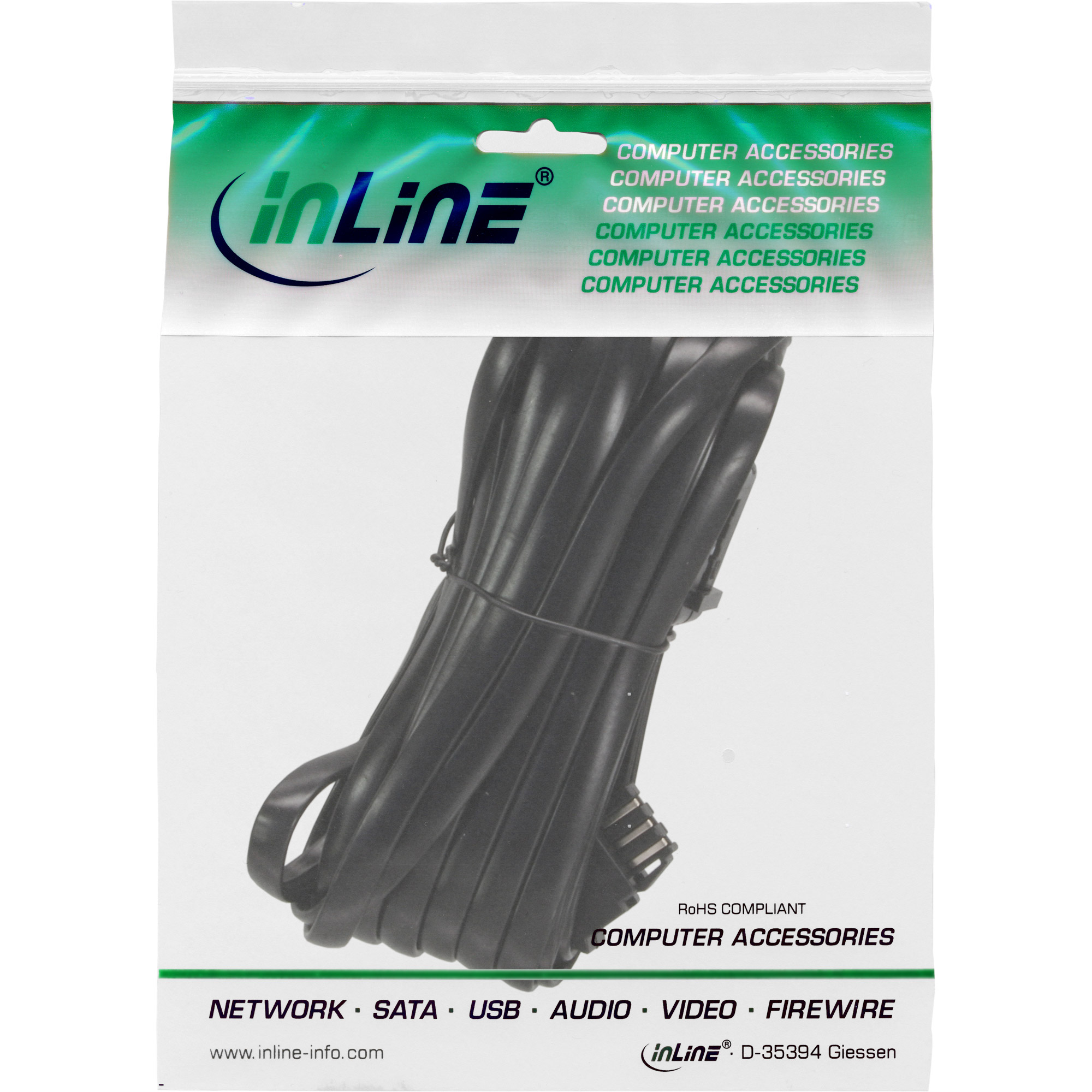 InLine TAE-N Verlängerung - TAE-N Stecker / Buchse - 10mzu TAE-N (W) - 10 m