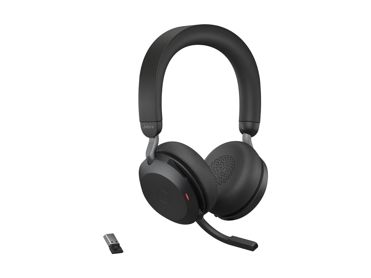 Jabra Evolve2 75 - Headset - On-Ear - Bluetoothkabellos - aktive Rauschunterdrückung - USB-A - Geräuschisolierung - Schwarz - Optimiert für UC