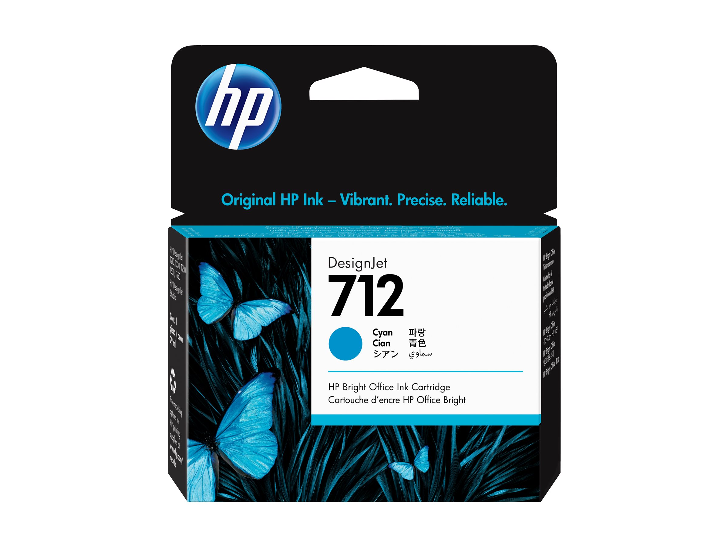 HP 712 - 29 ml - Cyan - original - DesignJetTintenpatrone - für DesignJet Studio - T210 - T230 - T250 - T630 - T650