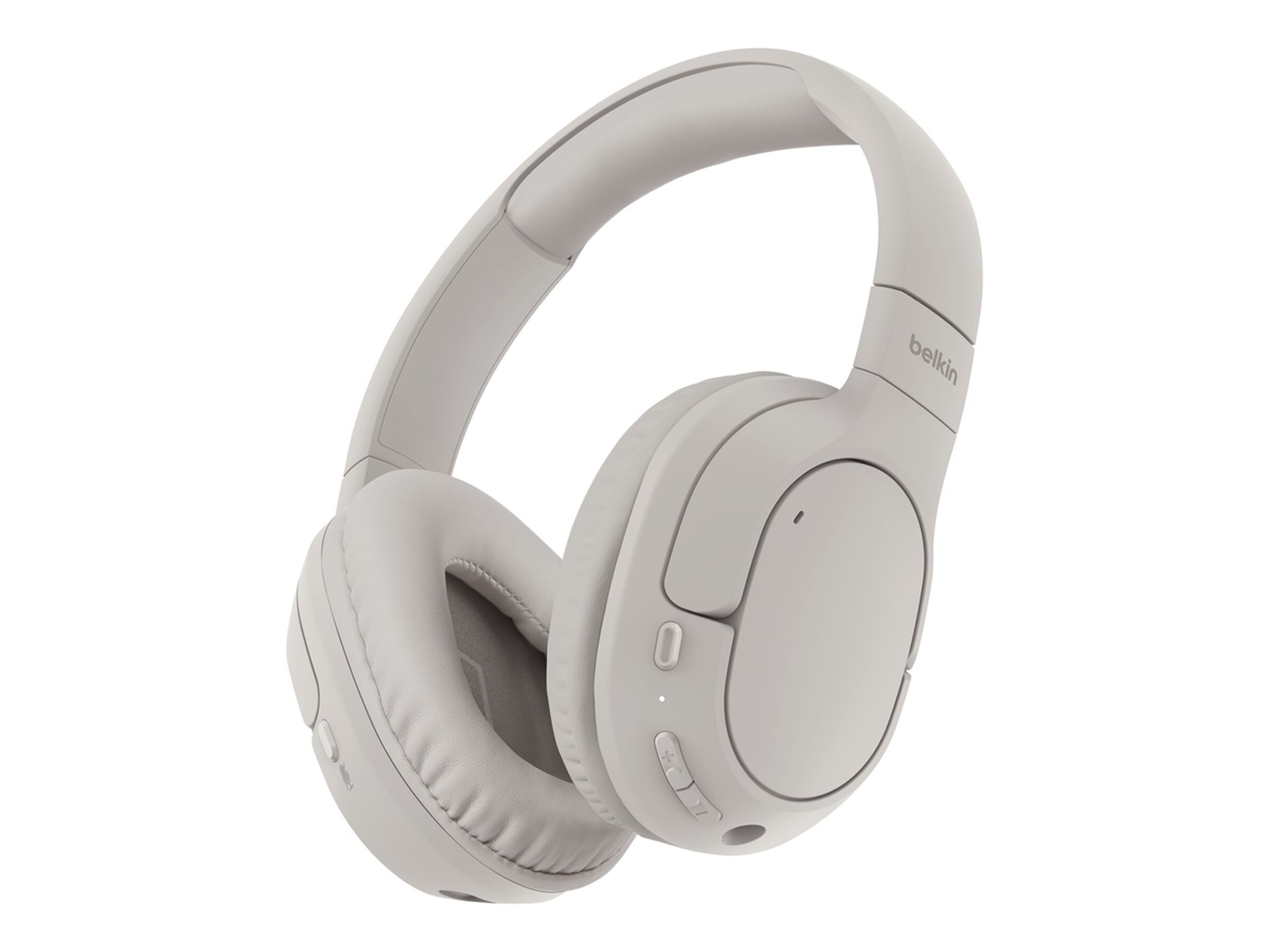 Belkin SoundForm Surround - Kopfhörer mit Mikrofonohrumschließend - Bluetooth - kabellos - kabelgebunden - USB-C - 3,5 mm Stecker - Sand
