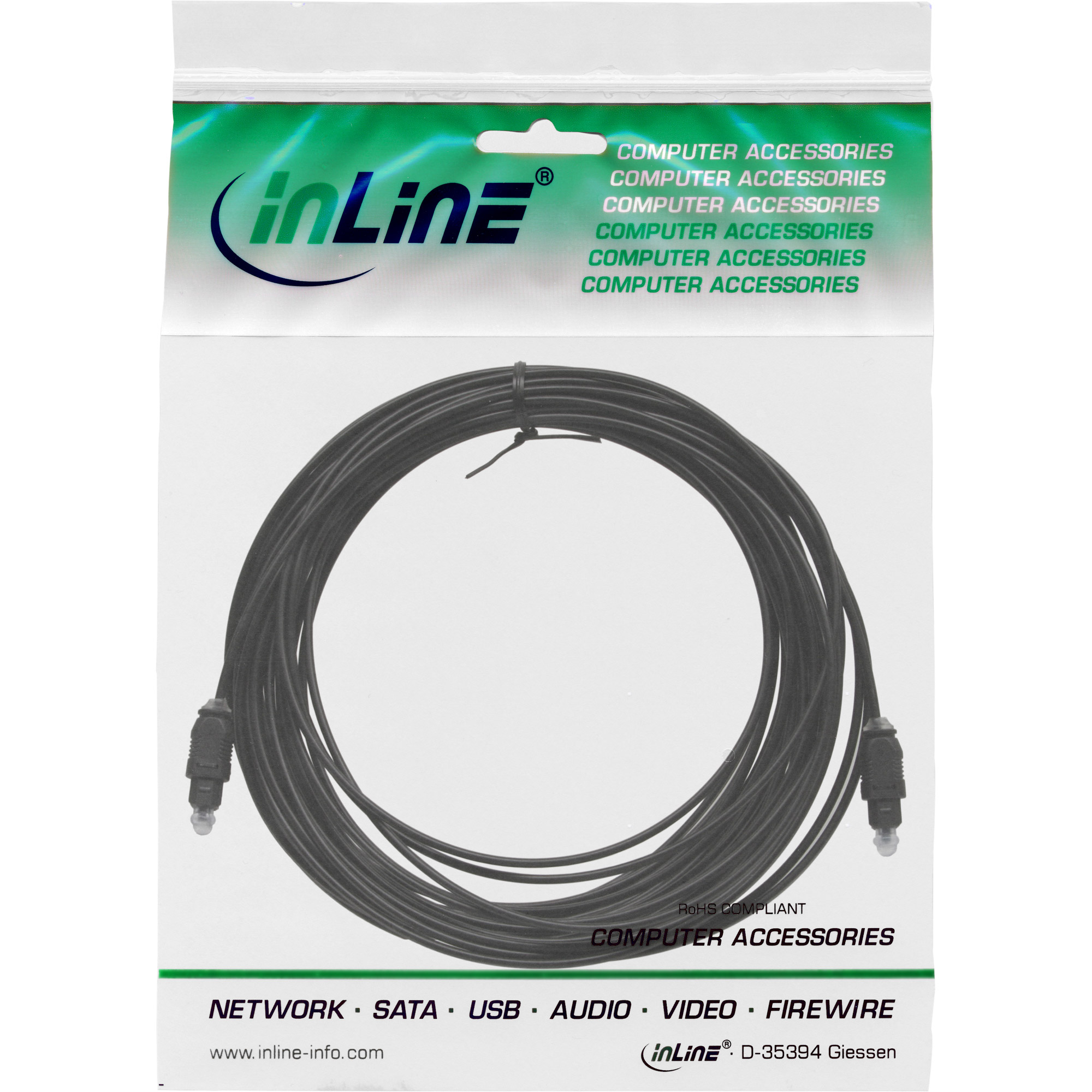 InLine OPTO Audiokabel - Toslink Stecker / Stecker - 1mmännlich zu TOSLINK männlich - 1 m - Glasfaser - Schwarz