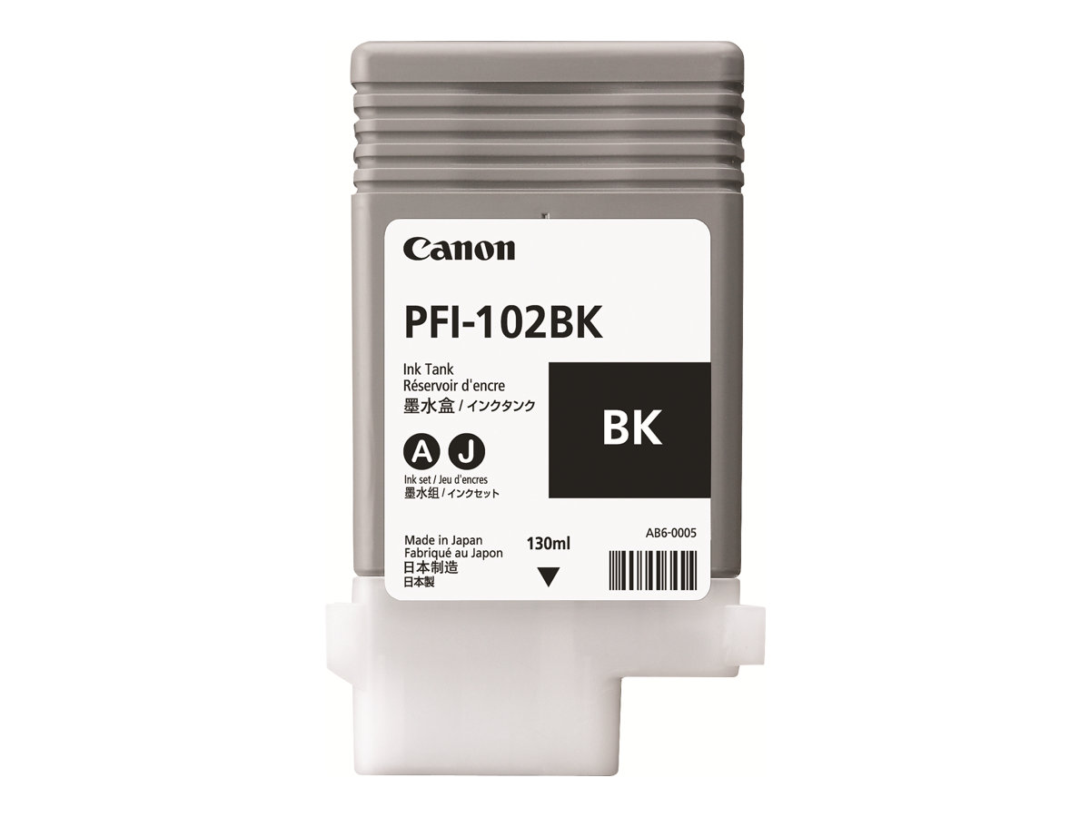 Canon PFI-102 BK - 130 ml - Schwarz - originalTintenbehälter - für imagePROGRAF iPF510 - iPF605 - iPF650 - iPF655 - iPF710 - iPF720 - iPF750 - iPF755 - LP17 - LP24