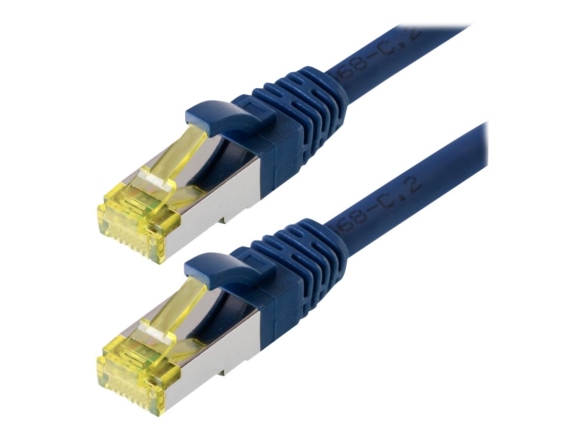 Helos Patch-Kabel - RJ-45 (M) zu RJ-45 (M)2 m - SFTP - PiMF - CAT 6a - halogenfrei - geformt - ohne Haken - Blau