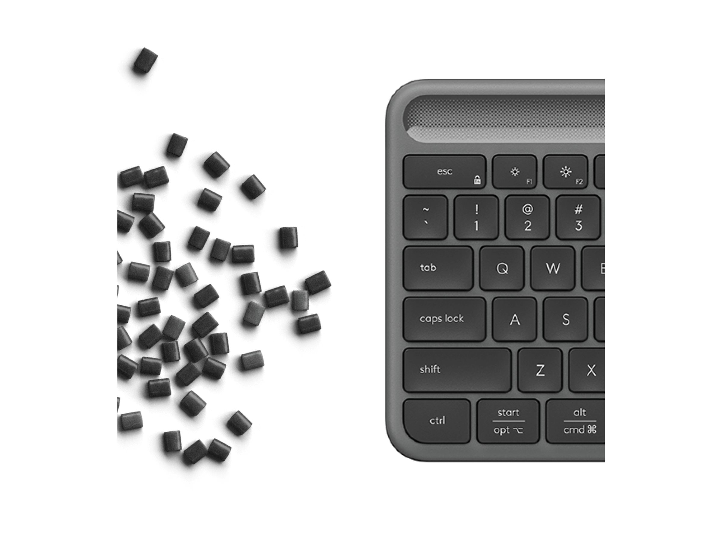 Logitech Signature Slim Solar+ K980 - Tastaturfull size - kabellos - Bluetooth LE - QWERTZ - Deutsch - Tastenschalter: scissor switches - Graphite