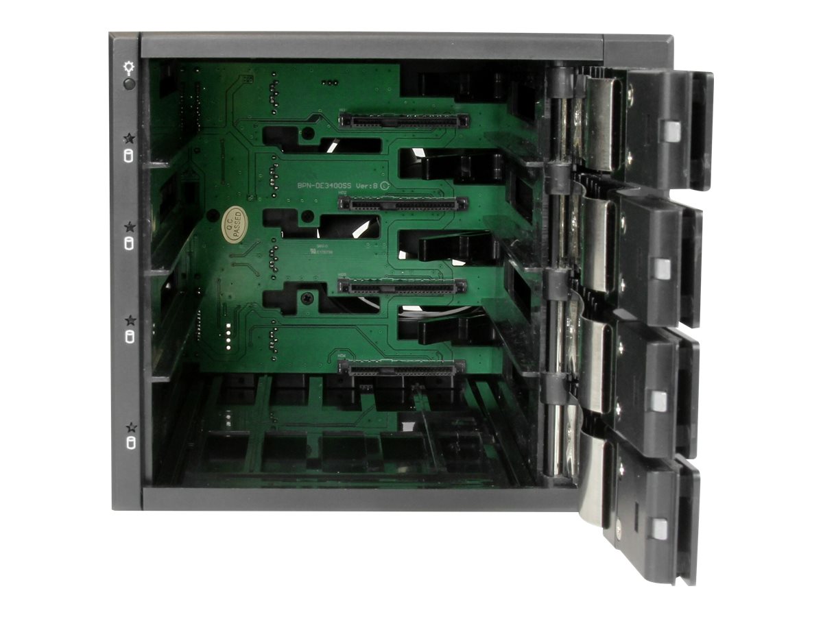 StarTech.com 4-fach 3,5 trägerloser SATA Festplatten Aluminium Wechselrahmen/Backplane - 4 Bay 3,5 Zoll (8,9cm)Mobiles HDD Speicher Rack - Mobiles Speicher-Rack mit Lüfter - 2.5" (6.4 cm) - Schwarz