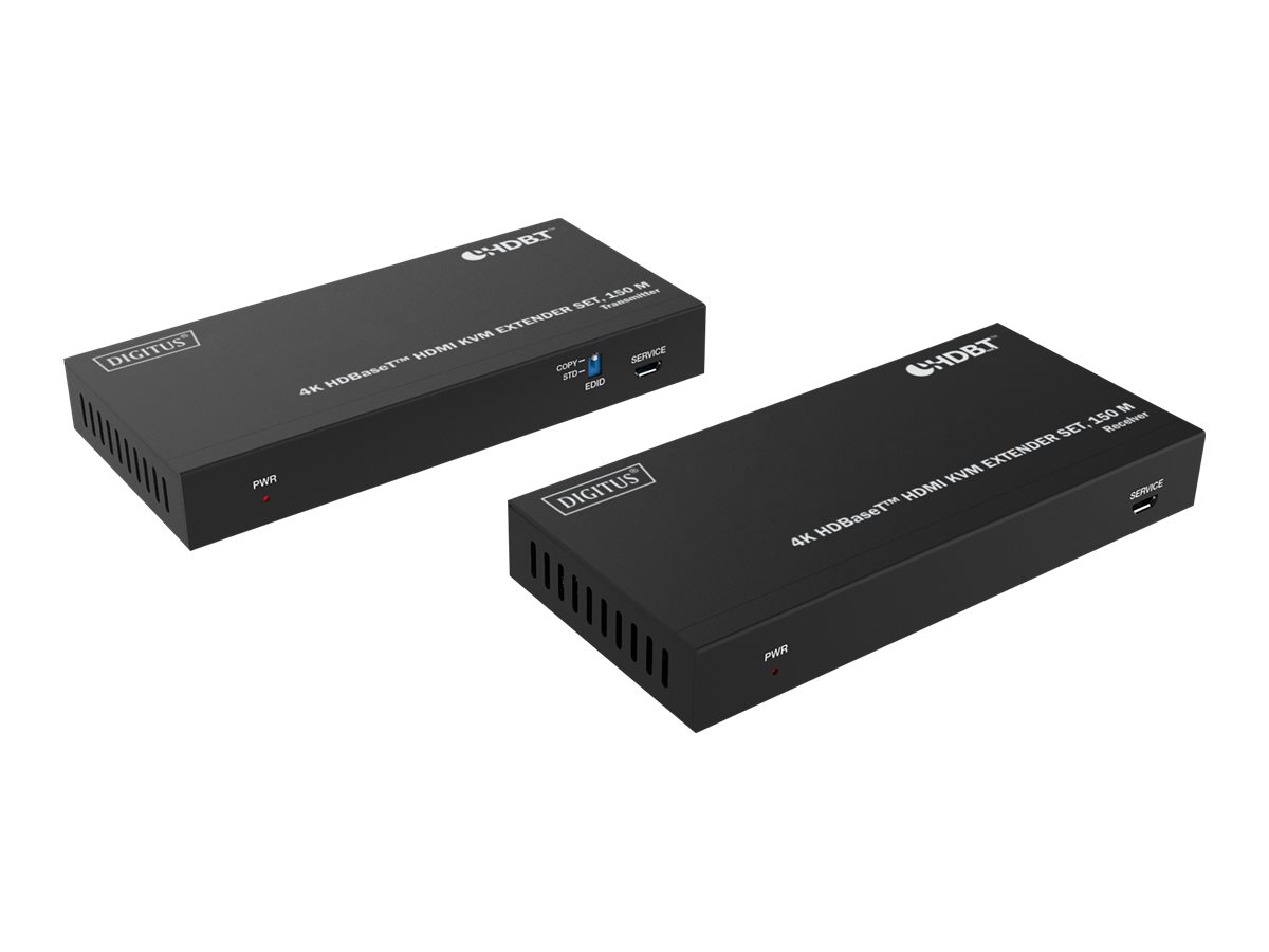 DIGITUS 4K HDBaseT HDMI KVM Extender Set, 150 mVideo/Audio/USB-Verlängerungskabel - HDBaseT - über CAT 6a/7/8 - bis zu 150 m