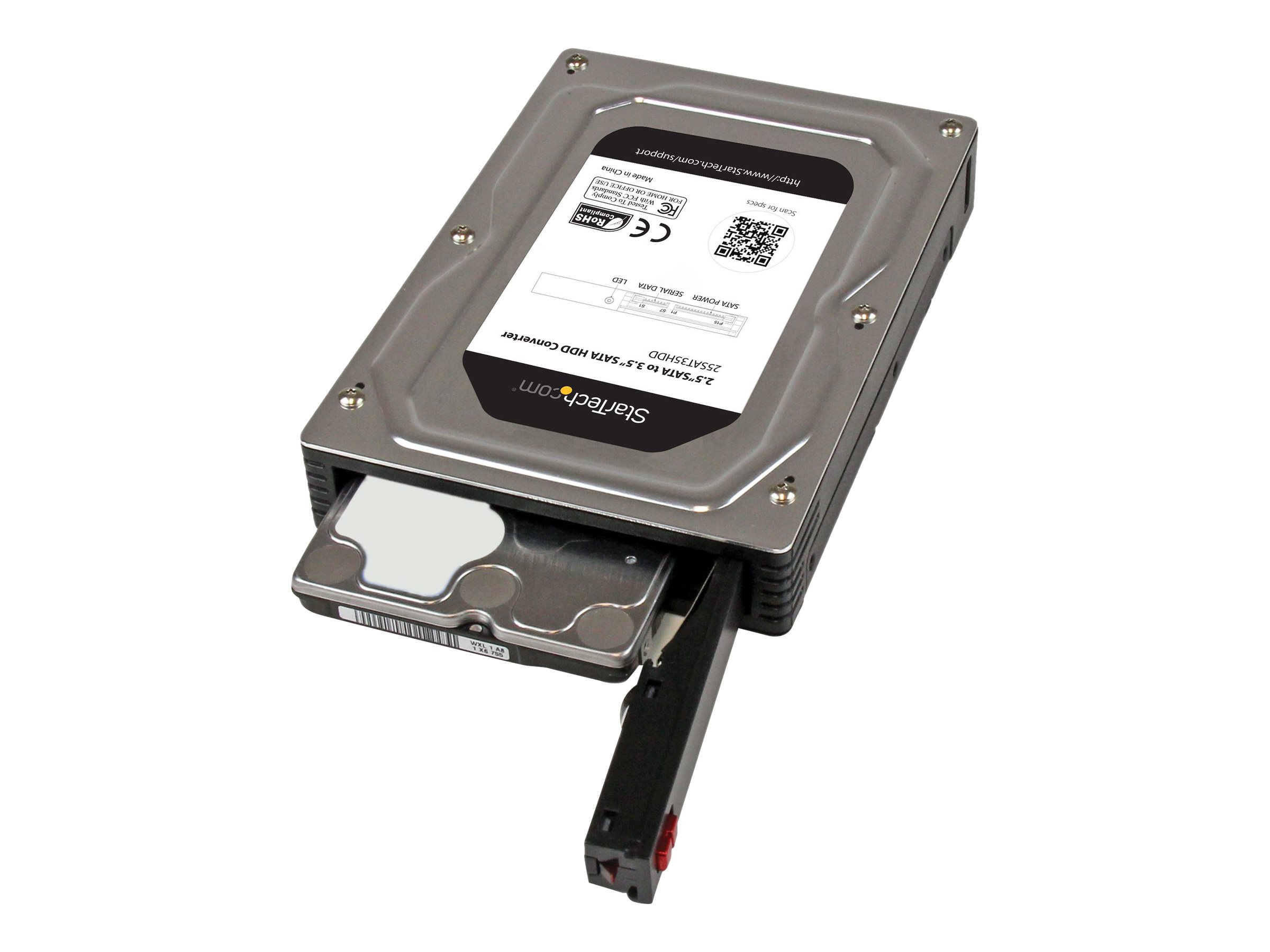 StarTech.com 2,5 auf 3,5 Aluminium SATA Festplattengehäuse für HDD/SSD bis 12,5mm - 6,4cm auf 8,9cm (2,5/3,5 Zoll)Festaplatten Adapter - Speichergehäuse - 2.5" (6.4 cm) - SATA 6Gb/s - SATA 6Gb/s - für