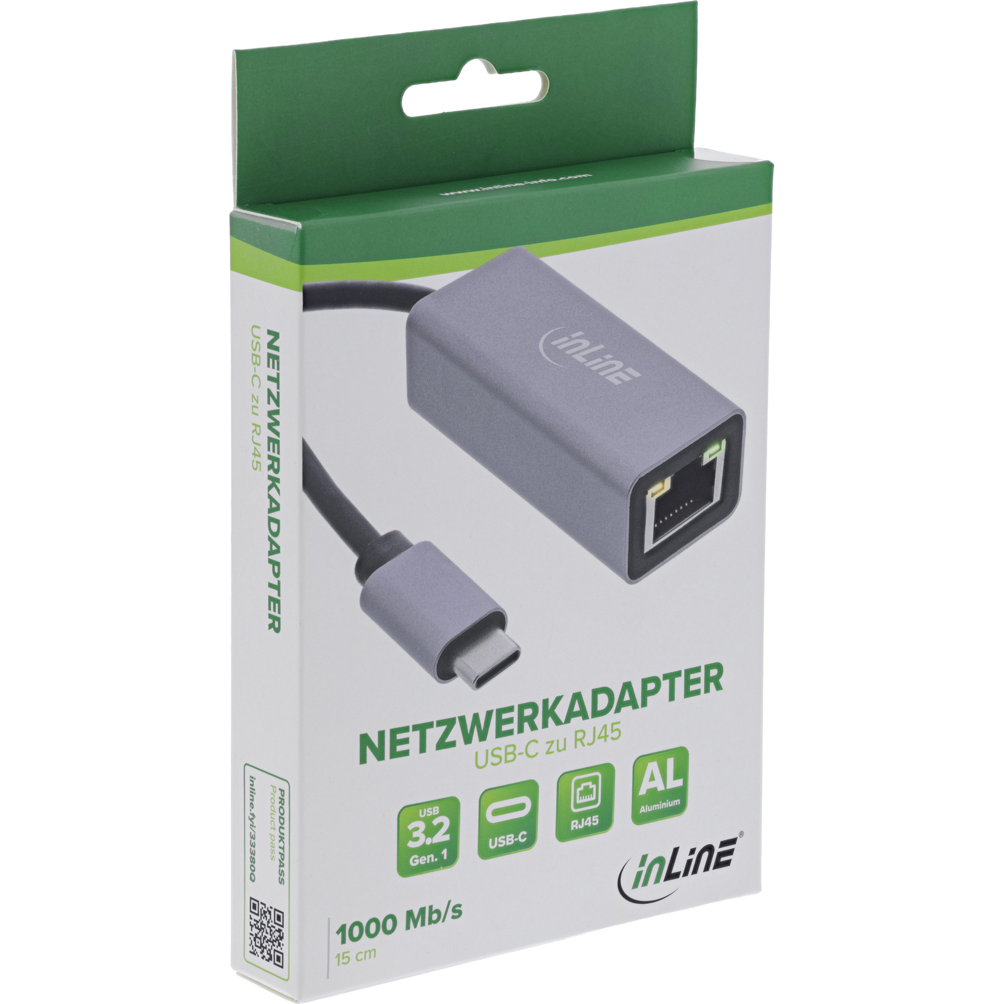 InLine USB 3.2 Netzwerkadapter Kabel - USB-C zu RJ45 Gigabit NetzwerkUSB 3.2 Netzwerkadapter Kabel - USB-C zu RJ45 Gigabit Netzwerk