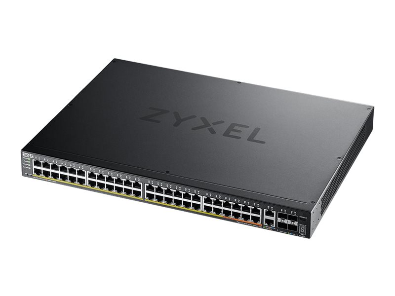 ZyXEL XGS2220 Series XGS2220-54HP - Switch - 48 Port GbE L3 Access, NebulaFLEX Cloud, mit 6 10G Uplink - managed - 40 x 10/100/1000 (PoE+)+ 8 x 10/100/1000 (PoE++) + 2 x 1/2.5/5/10 (PoE++) + 4 x 10 Gi
