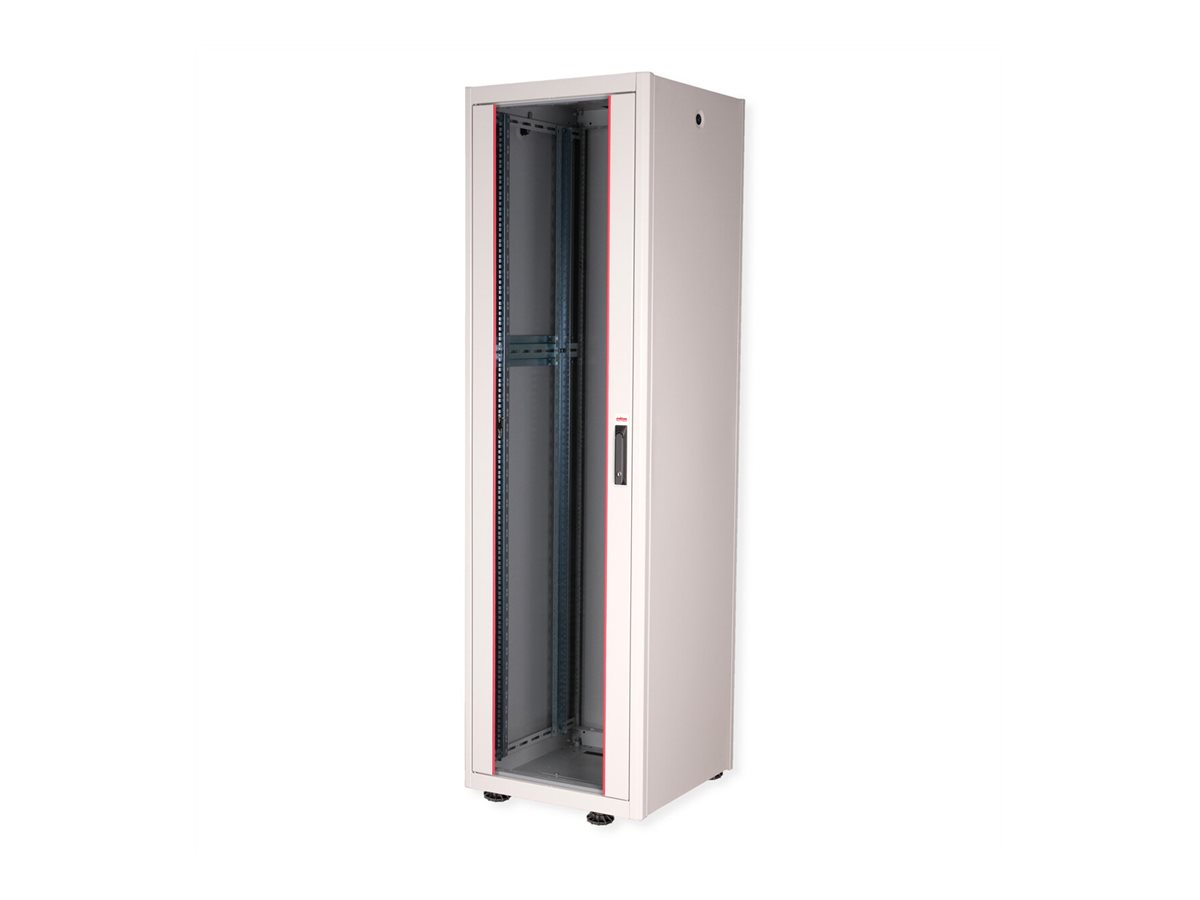 ROLINE Basic - Gehäuse Netzwerkschrank - mit Glastür, 600 x 600 mm (B x T)RAL 7035 - Hellgrau - 42HE - 48.3 cm (19")