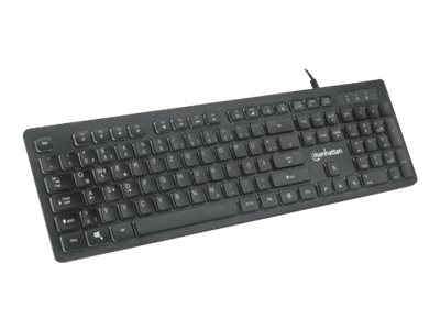Manhattan Gaming USB Keyboard, Low Force Key Edition, 12 Multimedia Keys, Rainbow-LED Backlighting, USB-A, Black, Retail Box (German layout)Low-Force Key Edition - Tastatur - hintergrundbeleuchtet - U