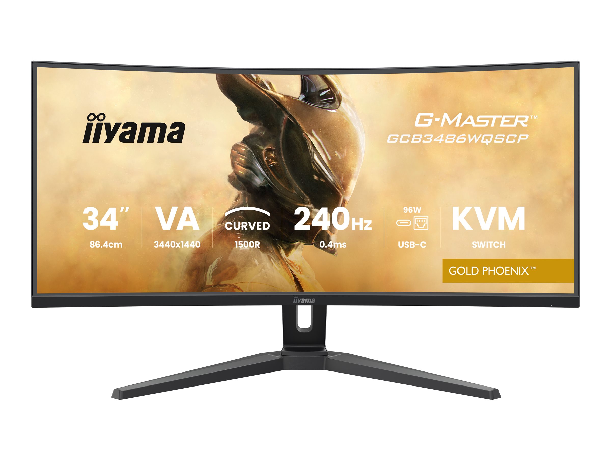 Iiyama G-MASTER Gold Phoenix GCB3486WQSCP-B1 - LED-Monitor - Gaming - gebogen - 86.4 cm (34")(31.4" sichtbar) - 3440 x 1440 UWQHD @ 240 Hz - VA - 500 cd/m² - 4000:1 - 0.4 ms - 2xHDMI - DisplayPort - 2