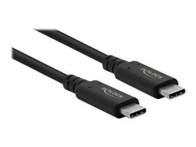 Delock USB-Kabel - 24 pin USB-C (M) zu 24 pin USB-C (M)USB4 / Thunderbolt 3 / DisplayPort - 20 V - 5 A - 2 m - unterstützt 4K 60 Hz (3840 x 2160) - unterstützt Power Delivery 3.0 - Schwarz