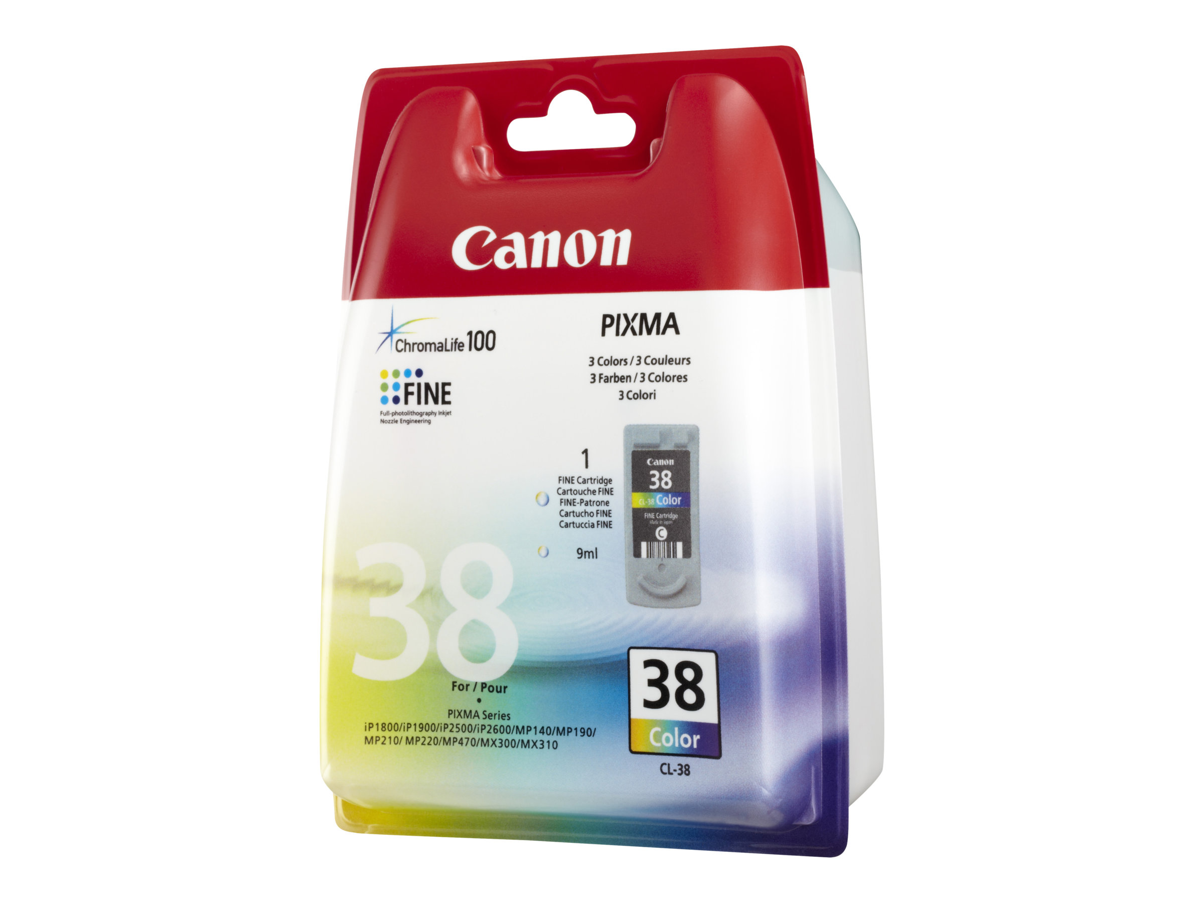 Canon CL-38 - 9 ml - Farbe (Cyan, Magenta, Gelb)original - Tintenpatrone - für PIXMA iP1800 - iP1900 - iP2500 - iP2600 - MP140 - MP190 - MP210 - MP220 - MP470 - MX300 - MX310