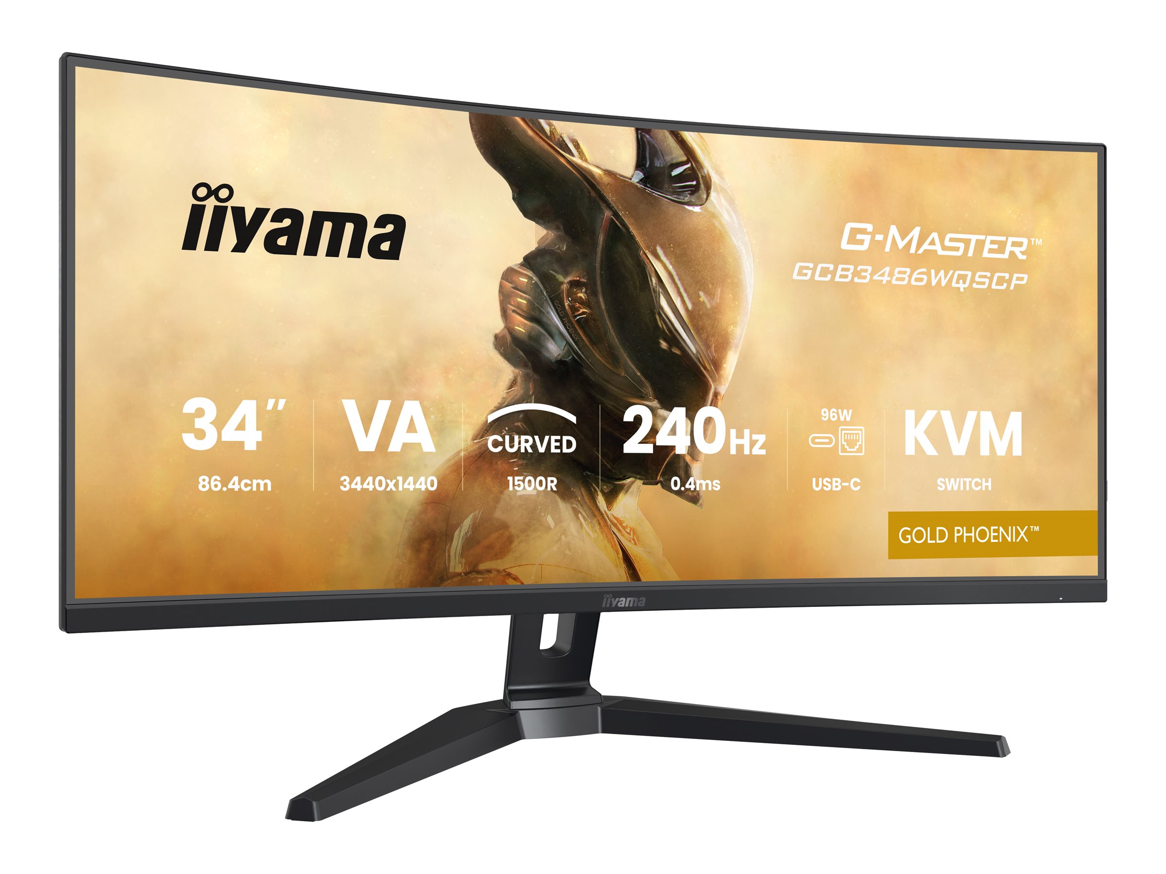 Iiyama G-MASTER Gold Phoenix GCB3486WQSCP-B1 - LED-Monitor - Gaming - gebogen - 86.4 cm (34")(31.4" sichtbar) - 3440 x 1440 UWQHD @ 240 Hz - VA - 500 cd/m² - 4000:1 - 0.4 ms - 2xHDMI - DisplayPort - 2