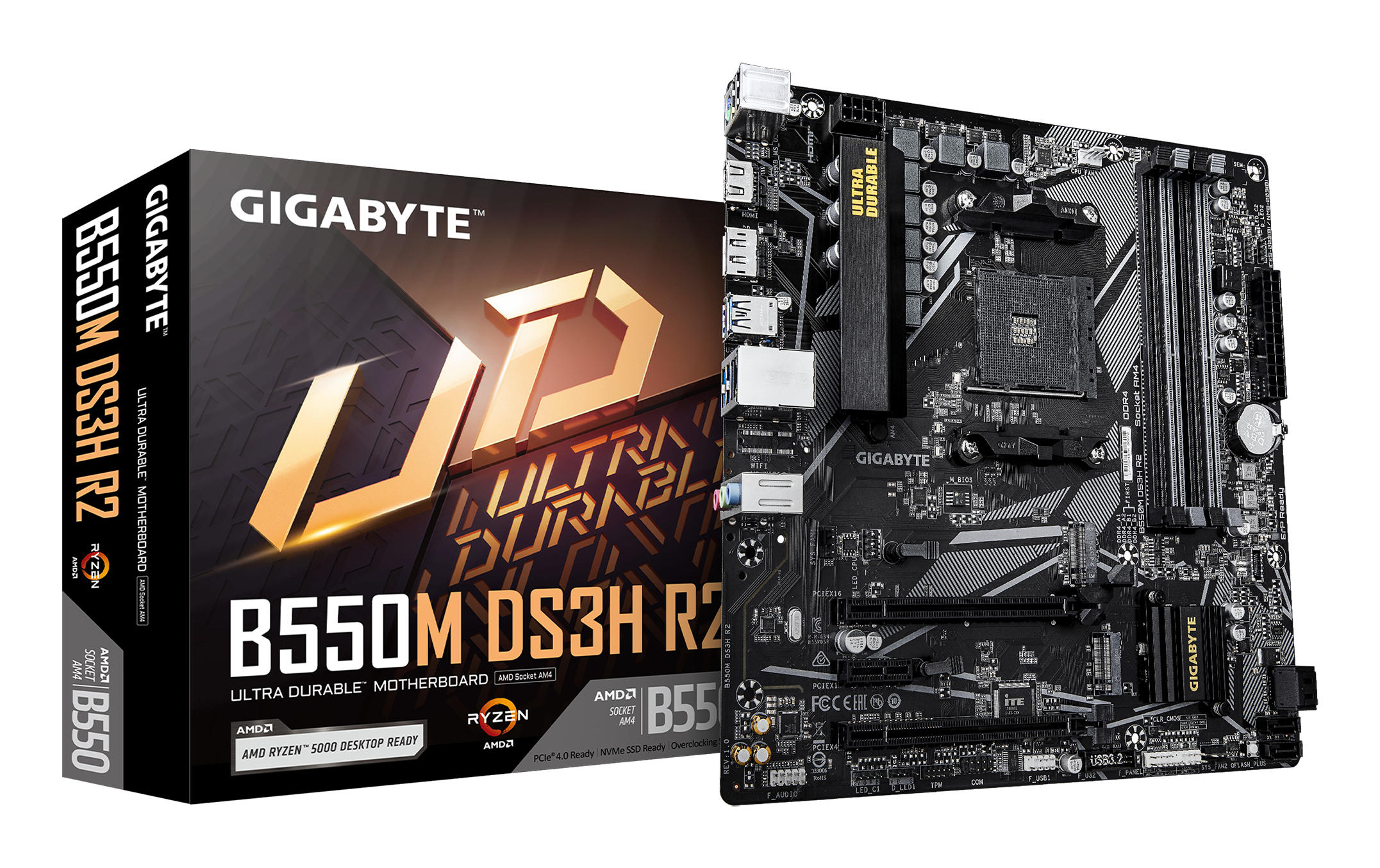 Gigabyte B550M DS3H R2 - Motherboard - micro ATX - Socket AM4 - AMD B550 Chipsatz - USB 3.2 Gen 1 - Gigabit LAN - Onboard-Grafik (CPU erforderlich)HD Audio (8-Kanal)