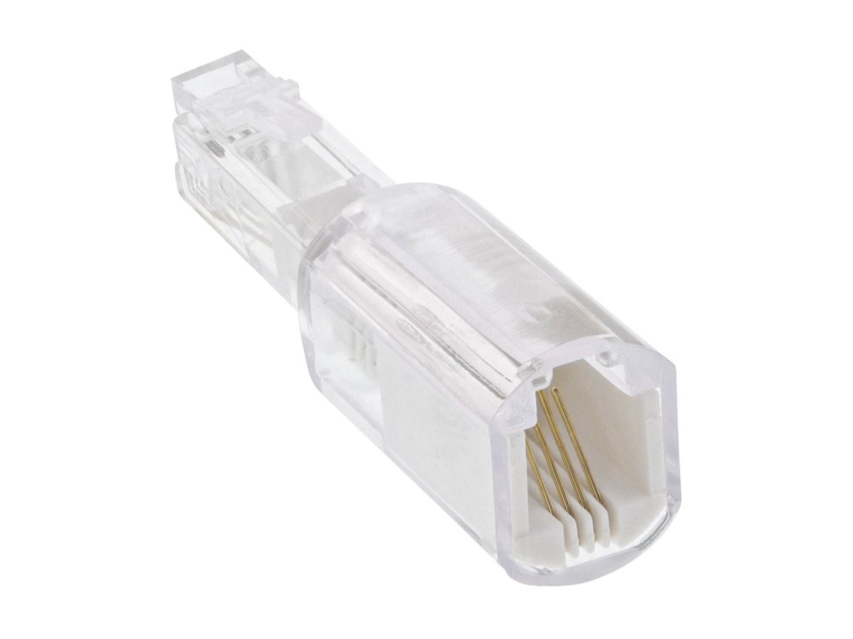 InLine Twist-Stop - Entwirrer für Kabel von Telefonhörer - schmale kurze Bauformzu RJ-10 (M) - durchsichtig