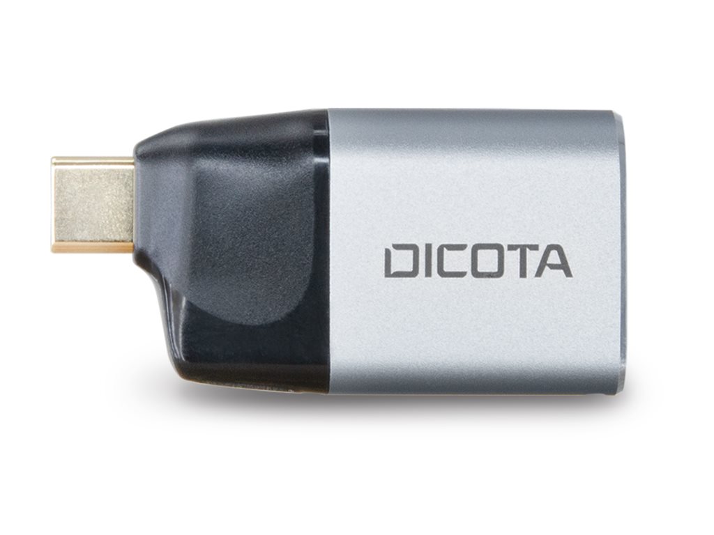 Dicota Videoadapter - USB-C männlich zu HDMI, USB-C weiblich - Silber - 4K60Hz-Unterstützung, USB-Stromversorgung (100 W)USB-C zu DisplayPort Mini-Adapter mit PD (4k/100W) - Metallgehäuse - silber