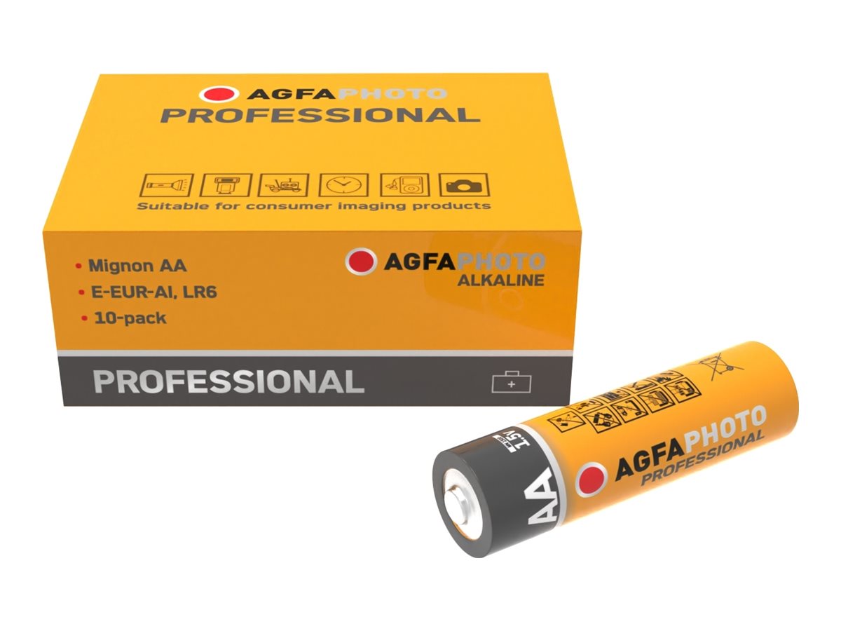 AgfaPhoto Professional - Batterie AA Mignon - Alkalisch (Packung mit 10)