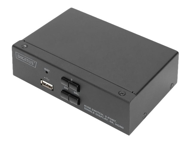 DIGITUS KVM-Switch, 2-Port, Single-Display, 4K, HDMI®x KVM/Audio/USB - 1 lokaler Benutzer - Desktop