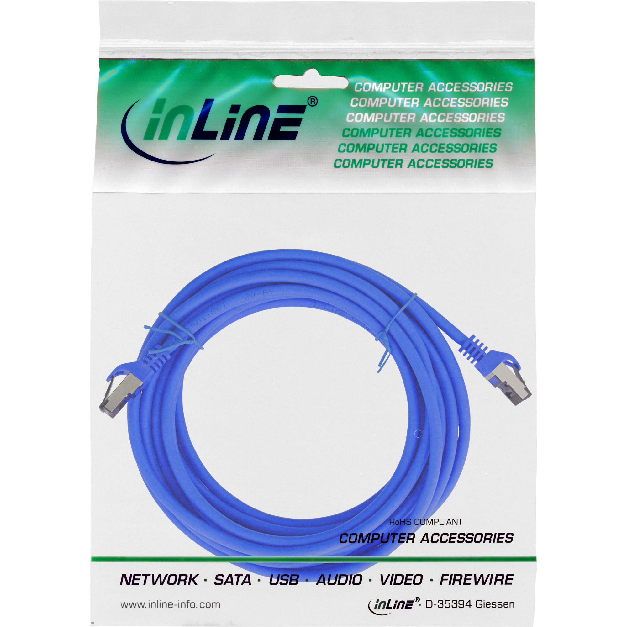 InLine Patchkabel - S/FTP (PiMf) - Cat.8.1 - 2000MHz - halogenfrei - blau - 15m15 m - SFTP - PiMF - CAT 8.1 - IEEE 802.3af/IEEE 802.3at - halogenfrei - geformt - rund - ohne Haken - verseilt - hauchve