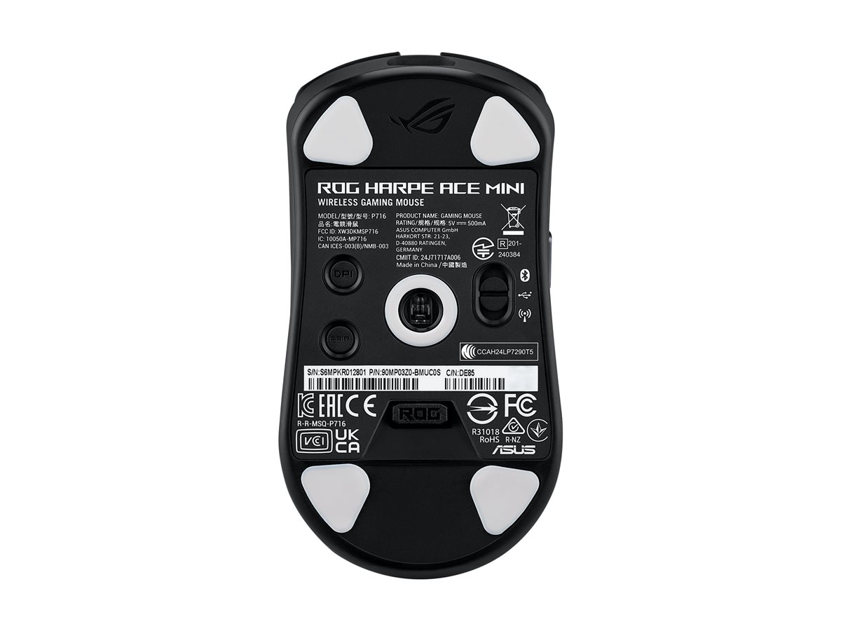 ASUS ROG Harpe Ace Mini - Maus - optisch - 5Tasten - kabelgebunden - kabellos - USB - Bluetooth 5.1 - 2.4 GHz - Schwarz