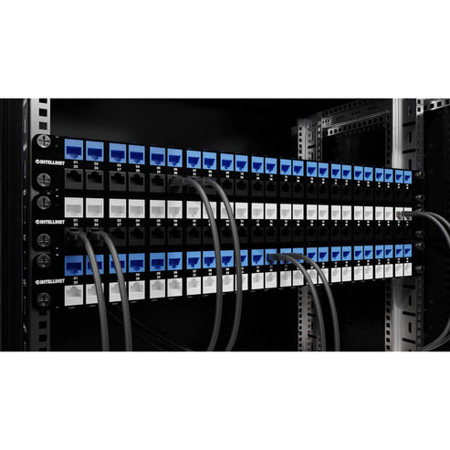 Intellinet Leeres Keystone-Patchpanel - Rack montierbar - abgeschirmt - Schwarz - 1U - 48.3 cm (19")48 Ports