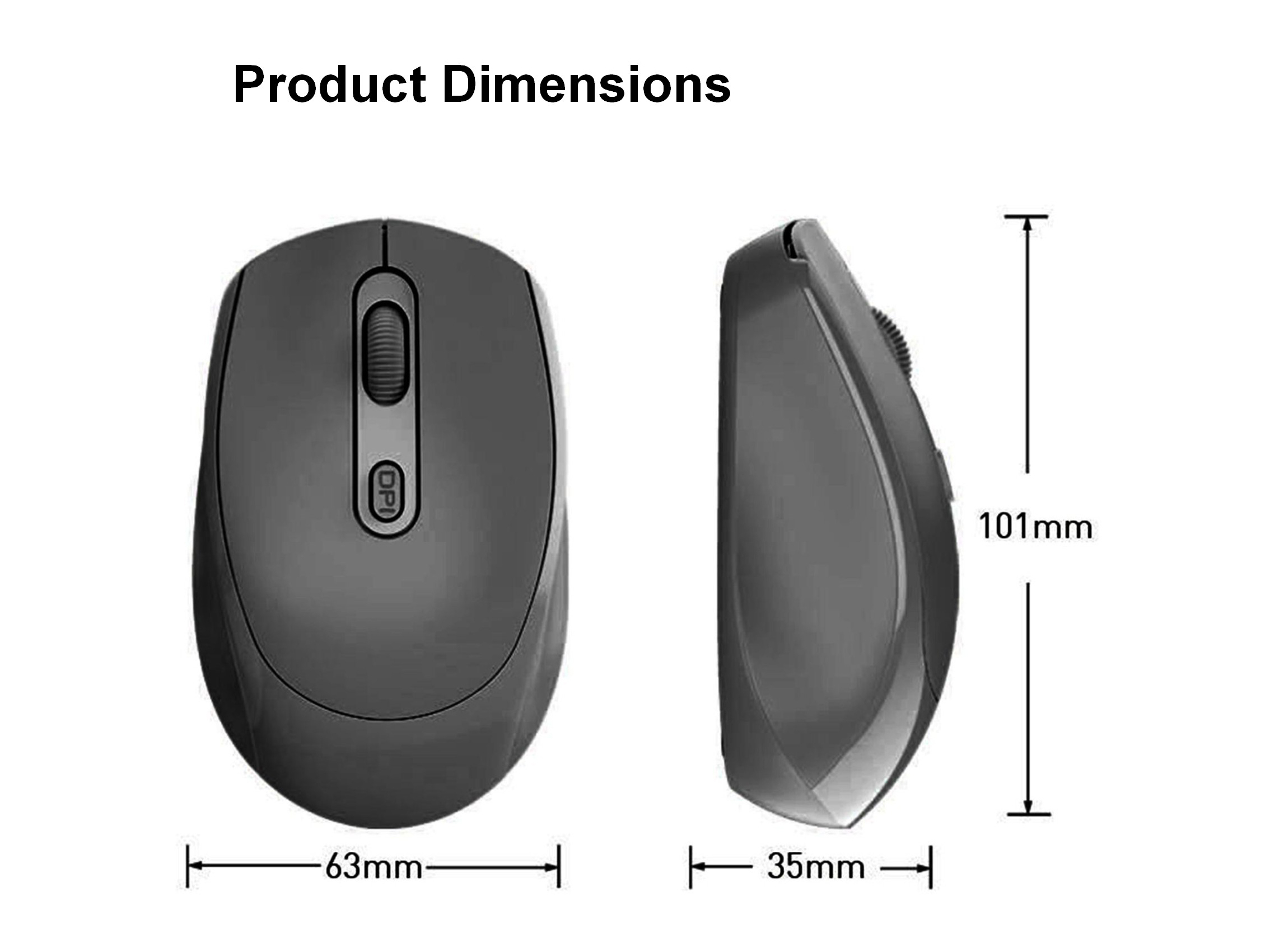 Equip Kabellose 4-Tasten-Maus, Beidhändig, Optisch, RF Wireless, 1600 DPI, SchwarzKabellose 4-Tasten-Maus