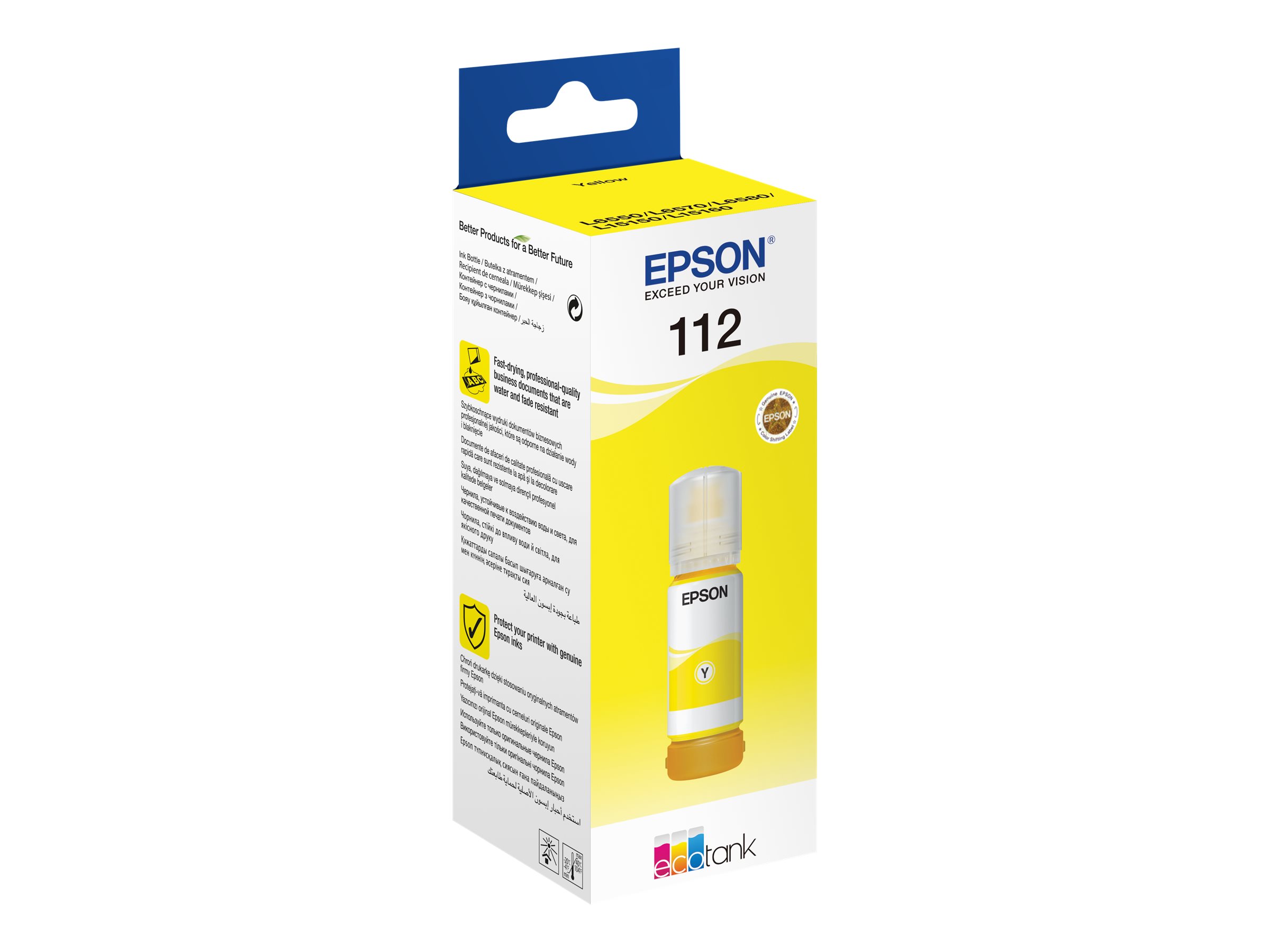 Epson EcoTank 112 - 70 ml - Gelb - originalNachfülltinte - für EcoTank L11160 - L15150 - L15160 - L6460 - L6490 - L6550 - L6570 - L6580; EcoTank Pro L15180
