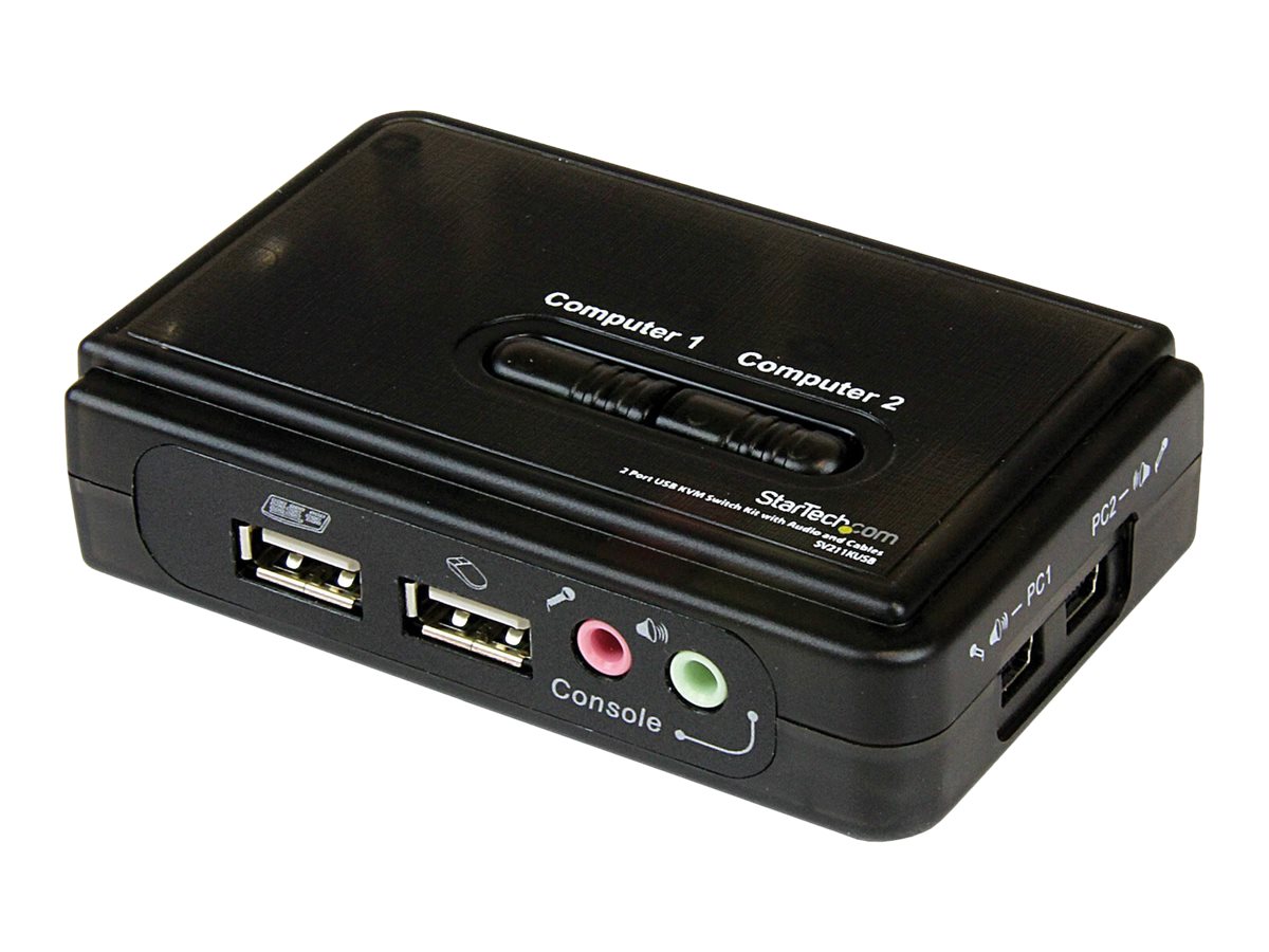 StarTech.com 2 Port USB KVM Switch Kit mit Audio und Kabeln - 2-fach USB VGA Desktop Umschalter inkl. Kabel - KVM-/Audio-Switch - 2 x KVM/Audio - 1 lokaler Benutzer - Desktop