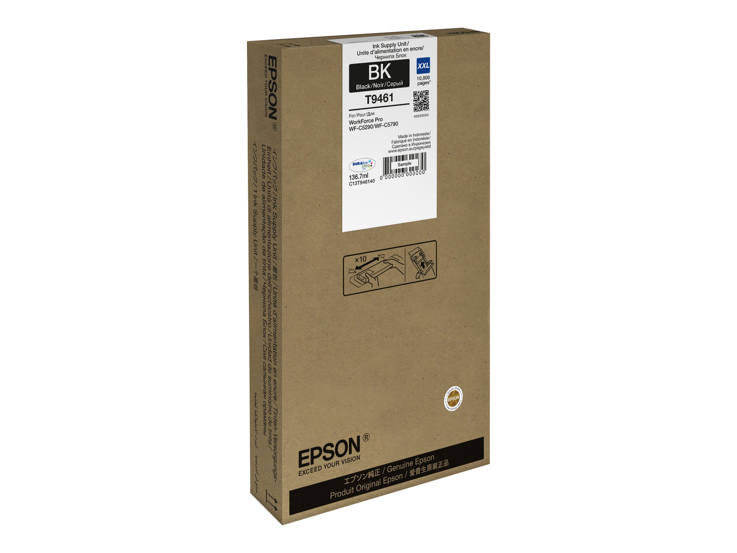 Epson T9461 - 136.7 ml - Größe XXL - Schwarzoriginal - Tintenpatrone - für WorkForce Pro WF-C5290DW - WF-C5790DWF