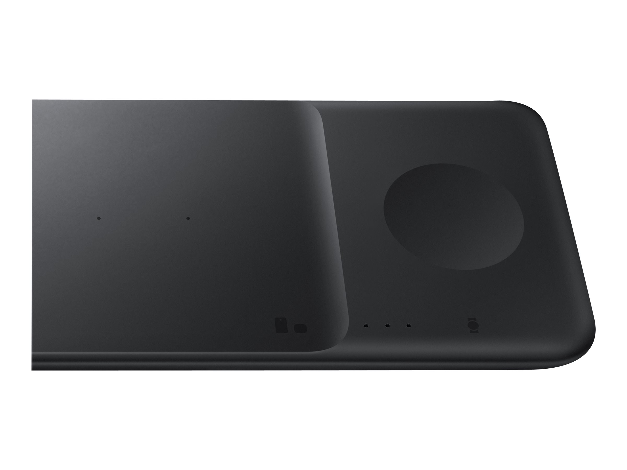 Samsung Wireless Charger Trio EP-P6300 - InduktiveLadematte + AC-Netzteil - Fast Charge - Schwarz - für Galaxy Buds Live - Note20 - S20 - S20 5G - Watch 3 - Z Flip 5G - Z Flip4 - Z Fold2 5G - Z Fold4