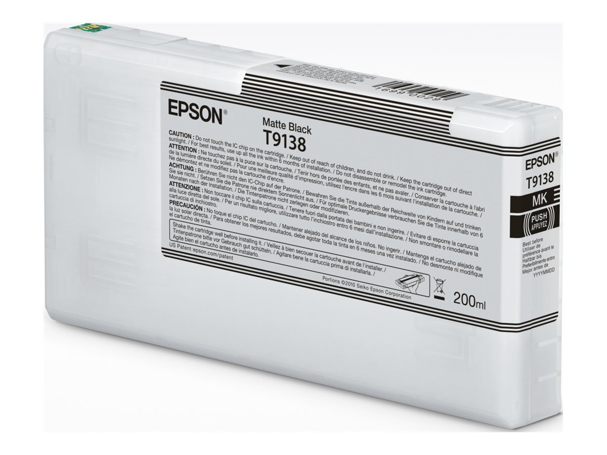 Epson T9138 - 200 ml - mattschwarz - originalTintenpatrone - für SureColor SC-P5000 STD Spectro - SC-P5000 Violet - SC-P5000 Violet Spectro